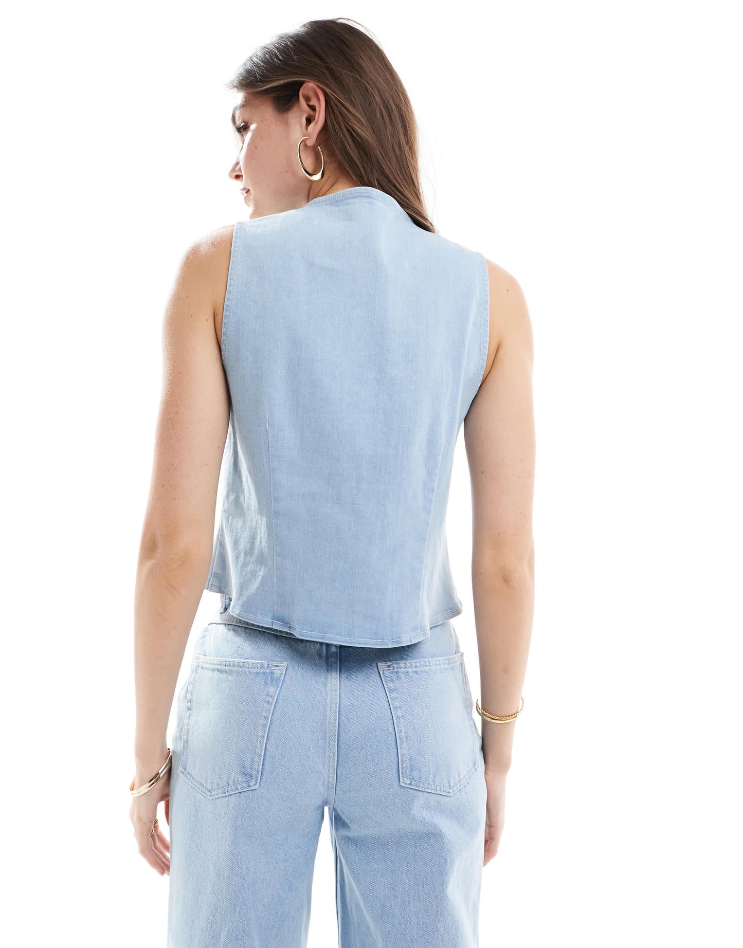ASOS DESIGN denim tie front top in bleach