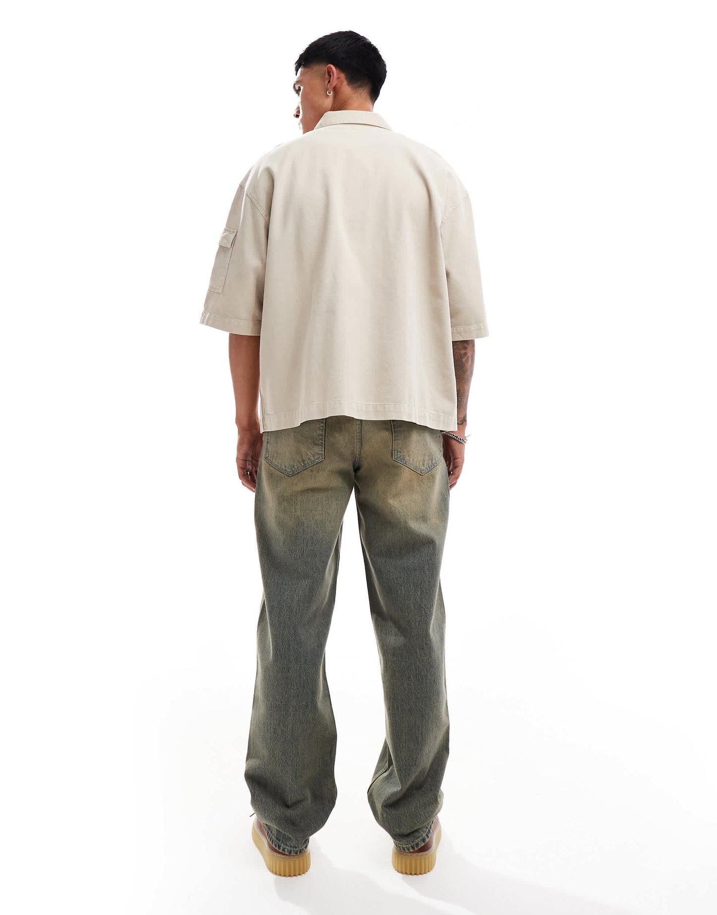 ASOS DESIGN baggy jeans with vintage brown tint in mid wash blue