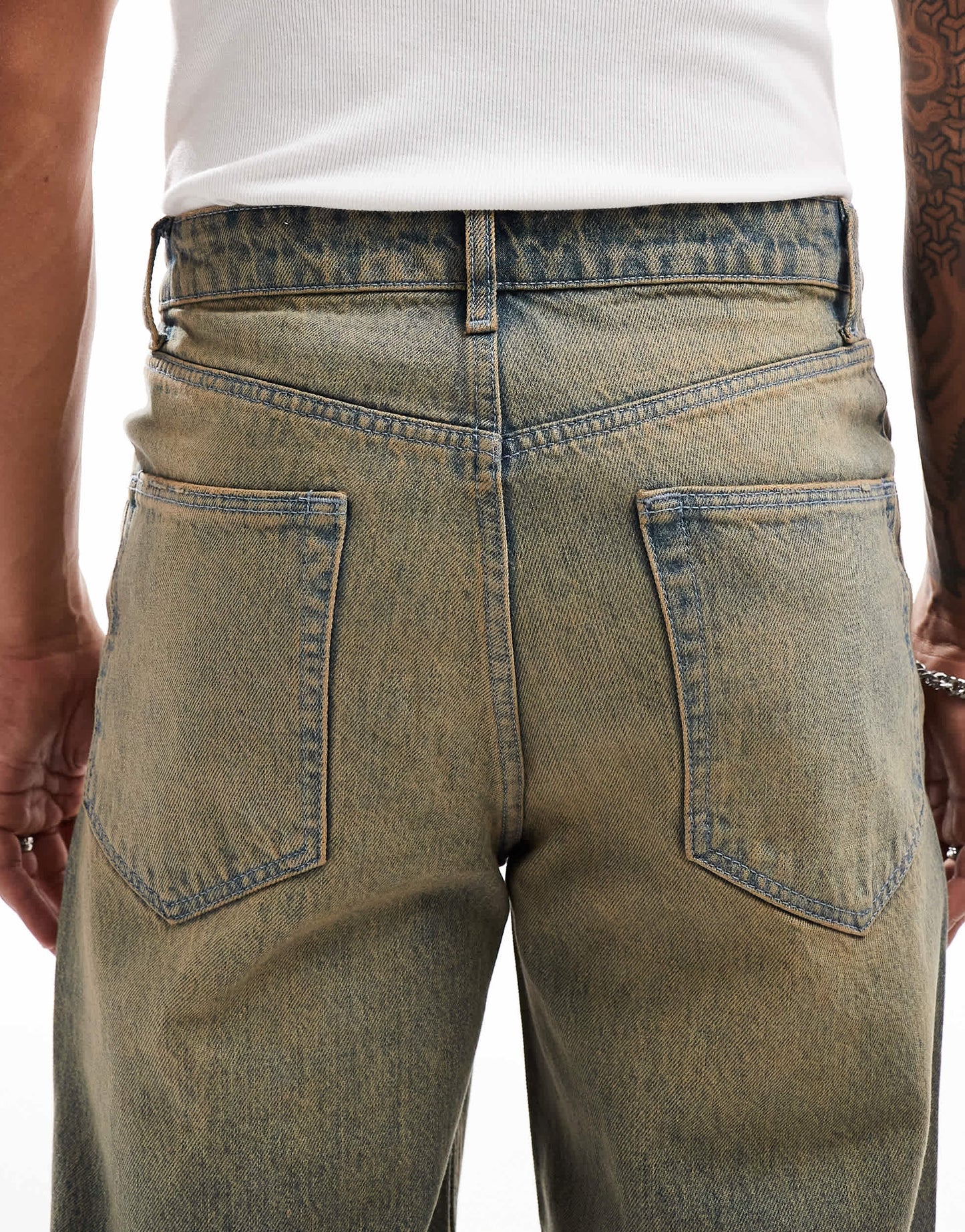 ASOS DESIGN baggy jeans with vintage brown tint in mid wash blue