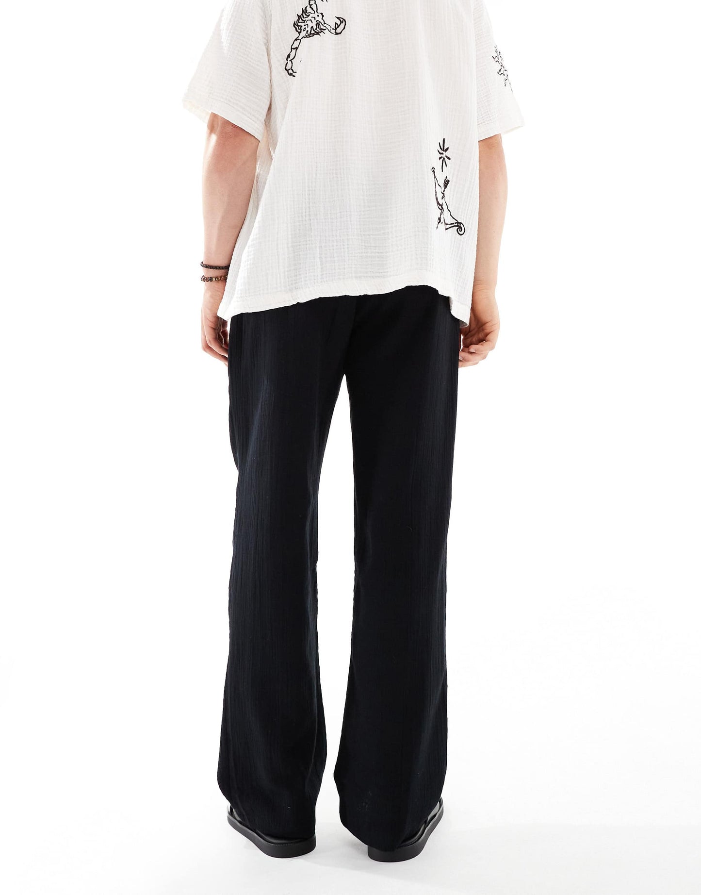 Bershka textured trouser co-ord in black