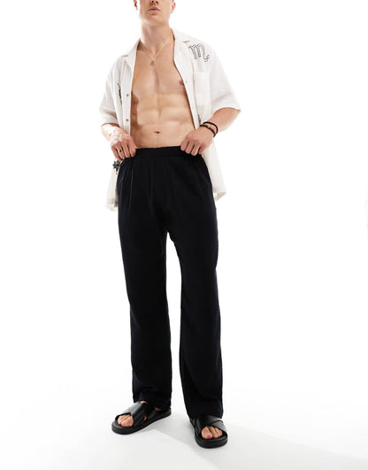 Bershka textured trouser co-ord in black