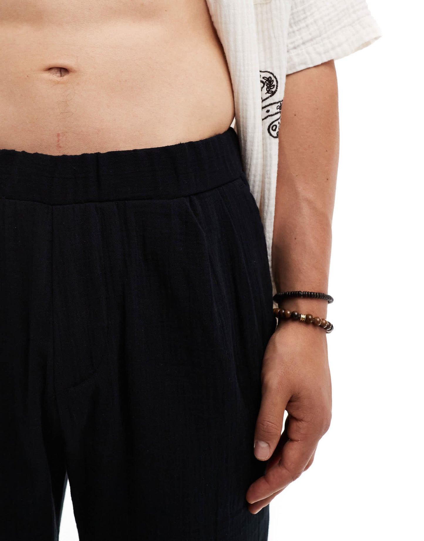 Bershka textured trouser co-ord in black
