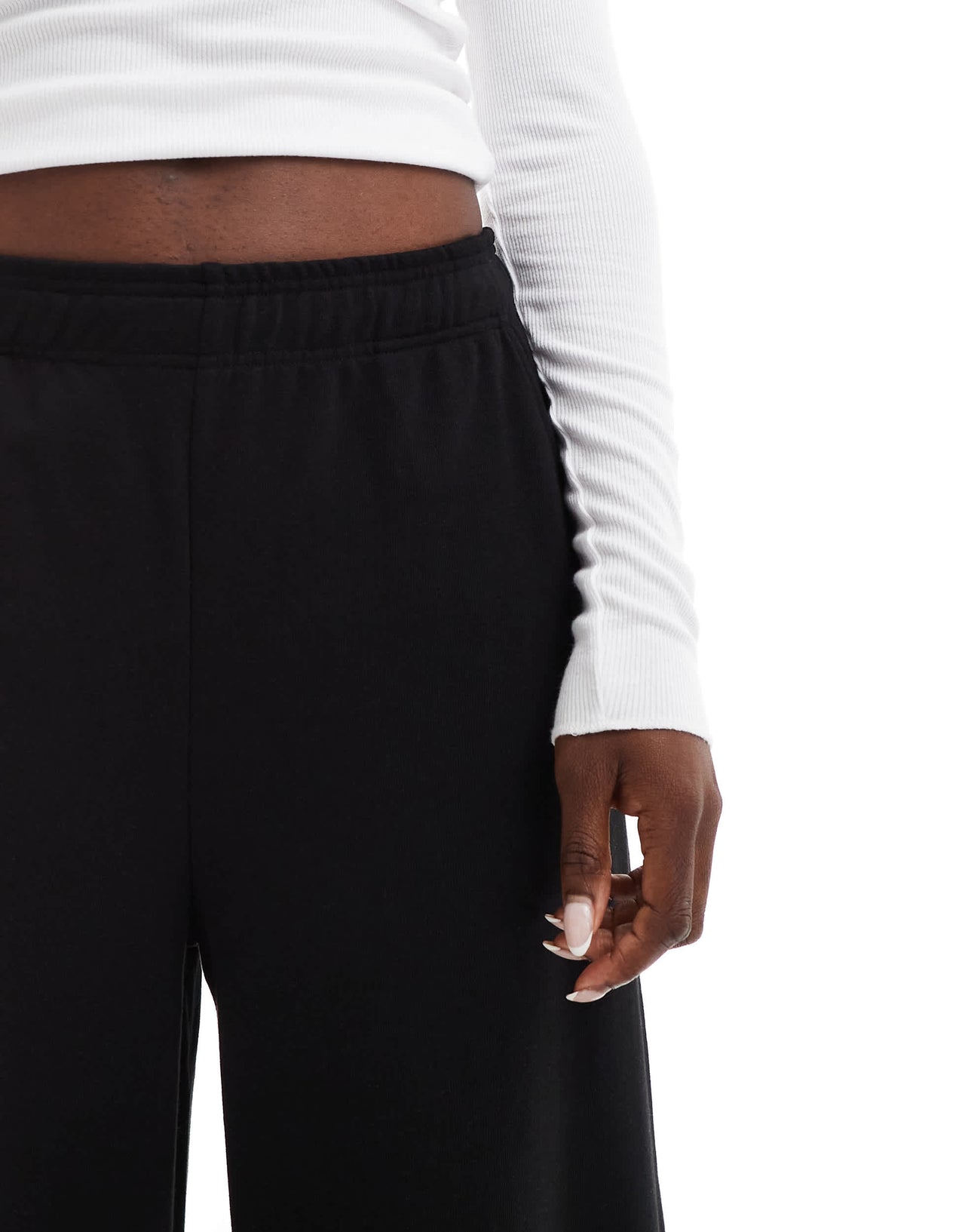 Stradivarius STR ultra wide leg jogger in black