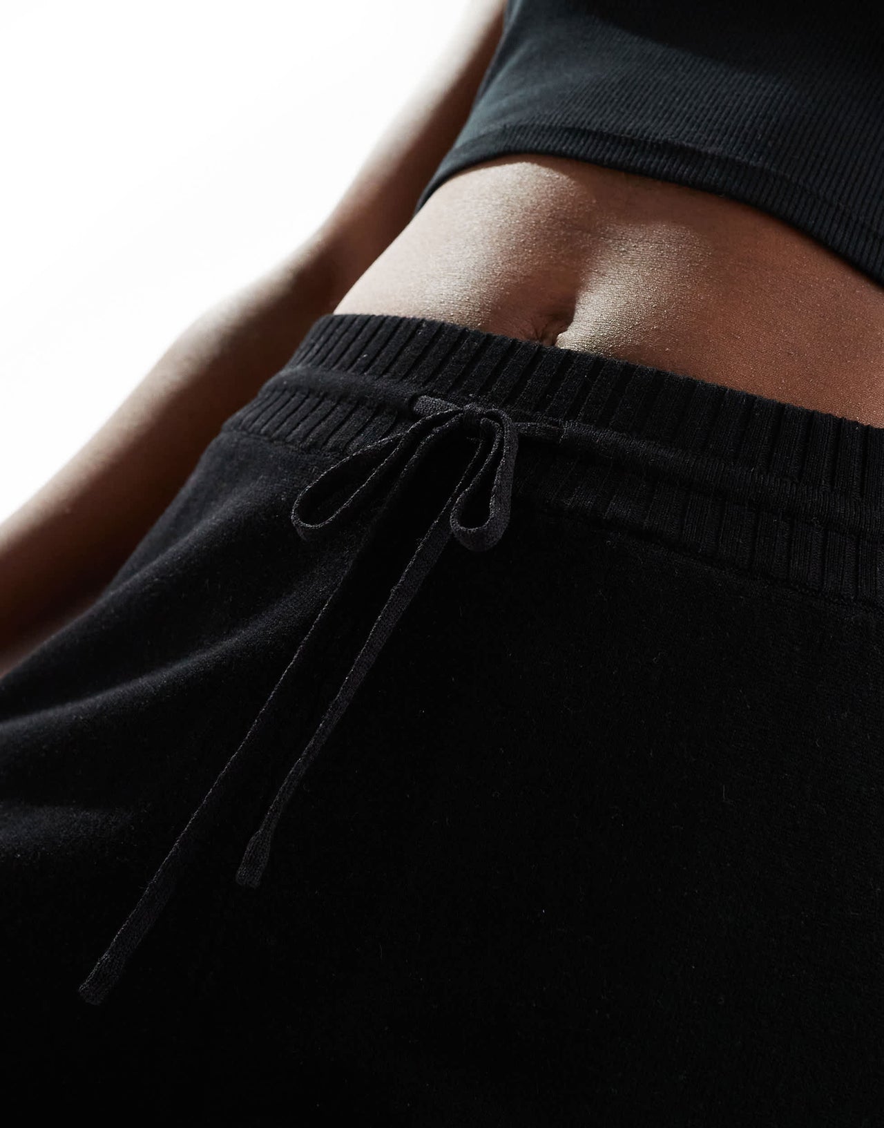 Stradivarius straight leg knitted trousers in black