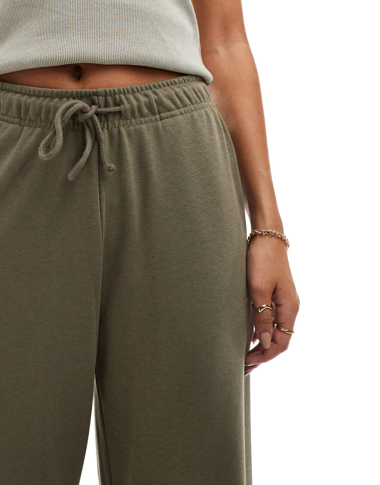 Stradivarius wide leg jogger in khaki