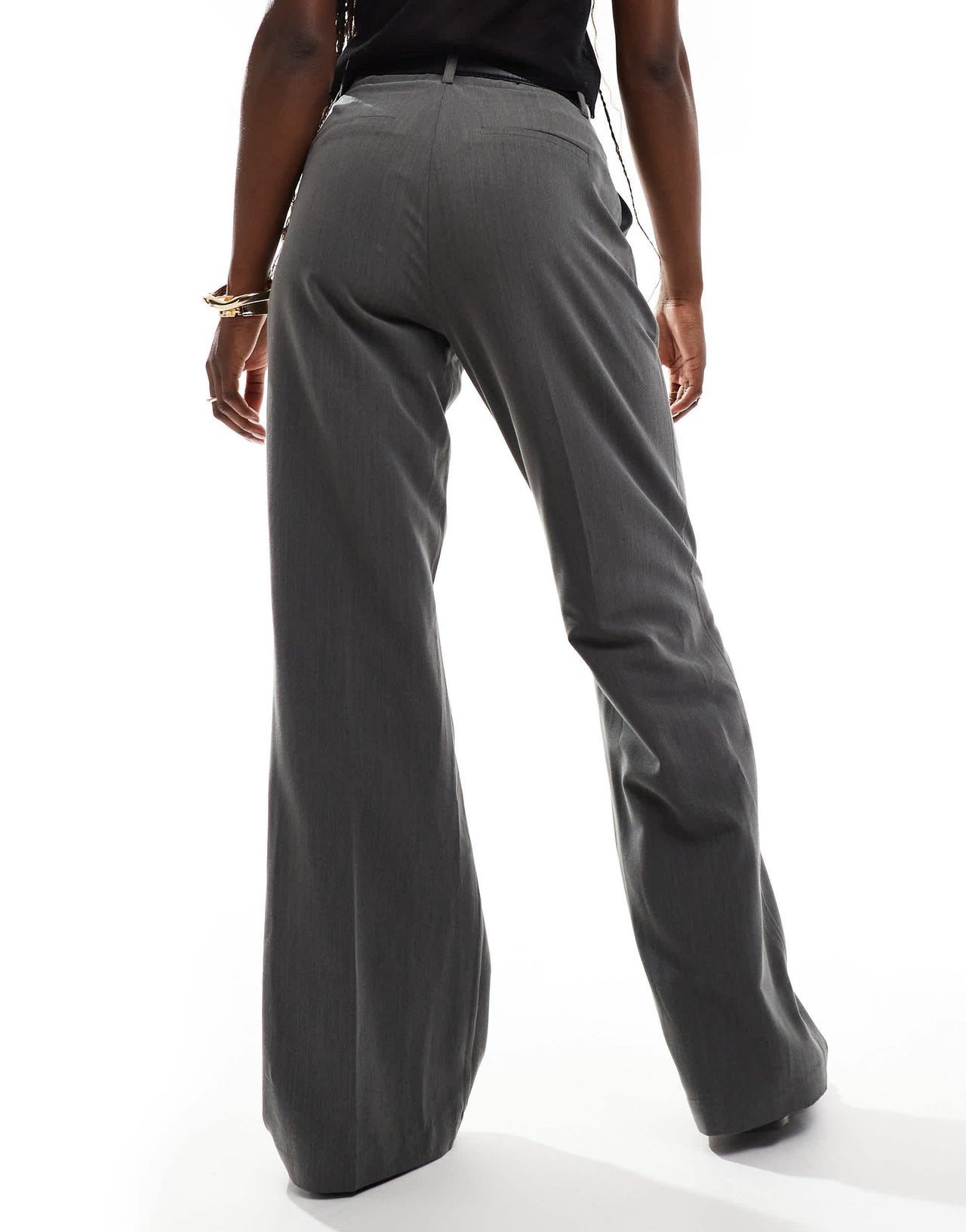 Stradivarius belted tailored trouser in grey