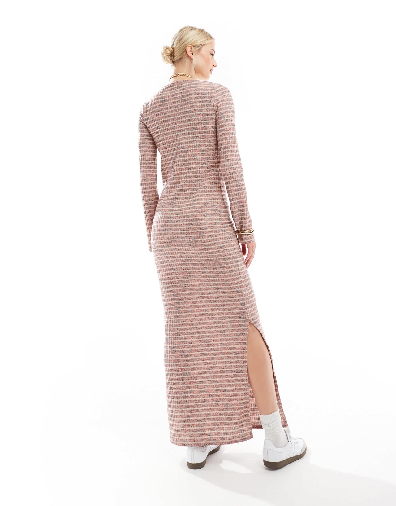 Vero Moda Tall supersoft ribbed maxi dress in spacedye stripe