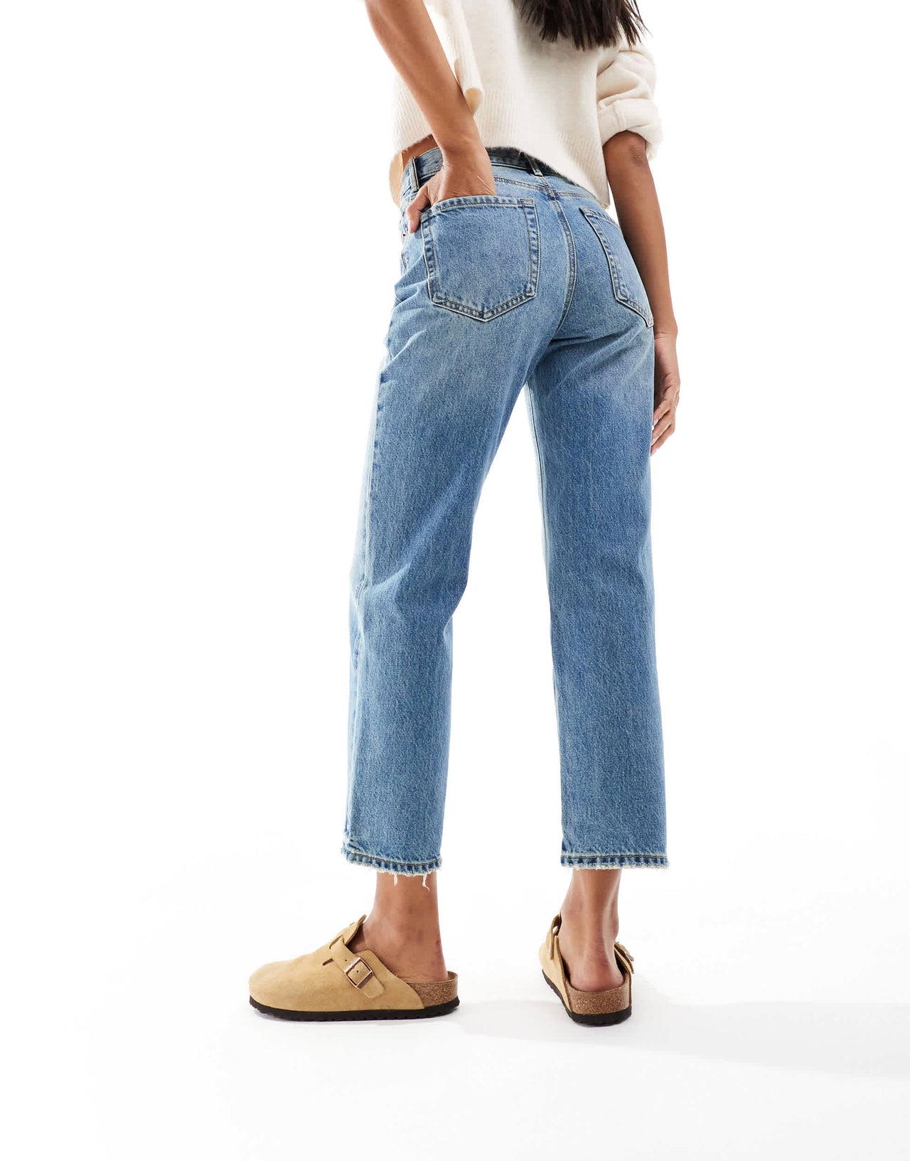 Stradivarius cropped jean in medium blue