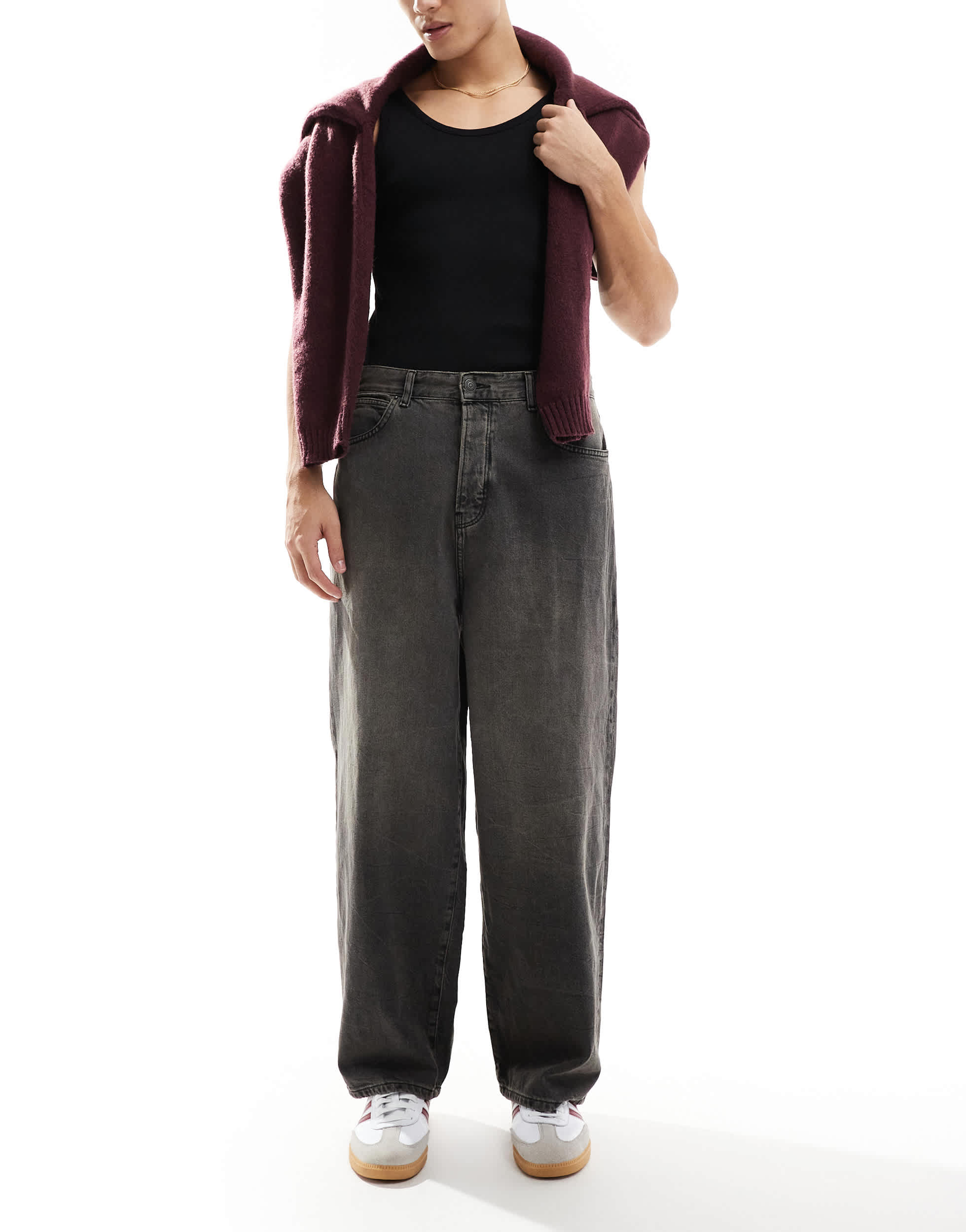 ONLY & SONS Carl balloon fit jeans in washed grey