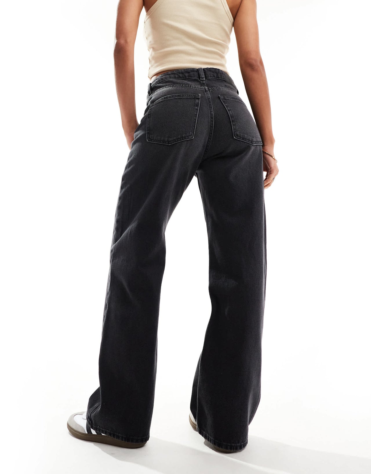 Monki Naoki low rise loose fit baggy jeans in black