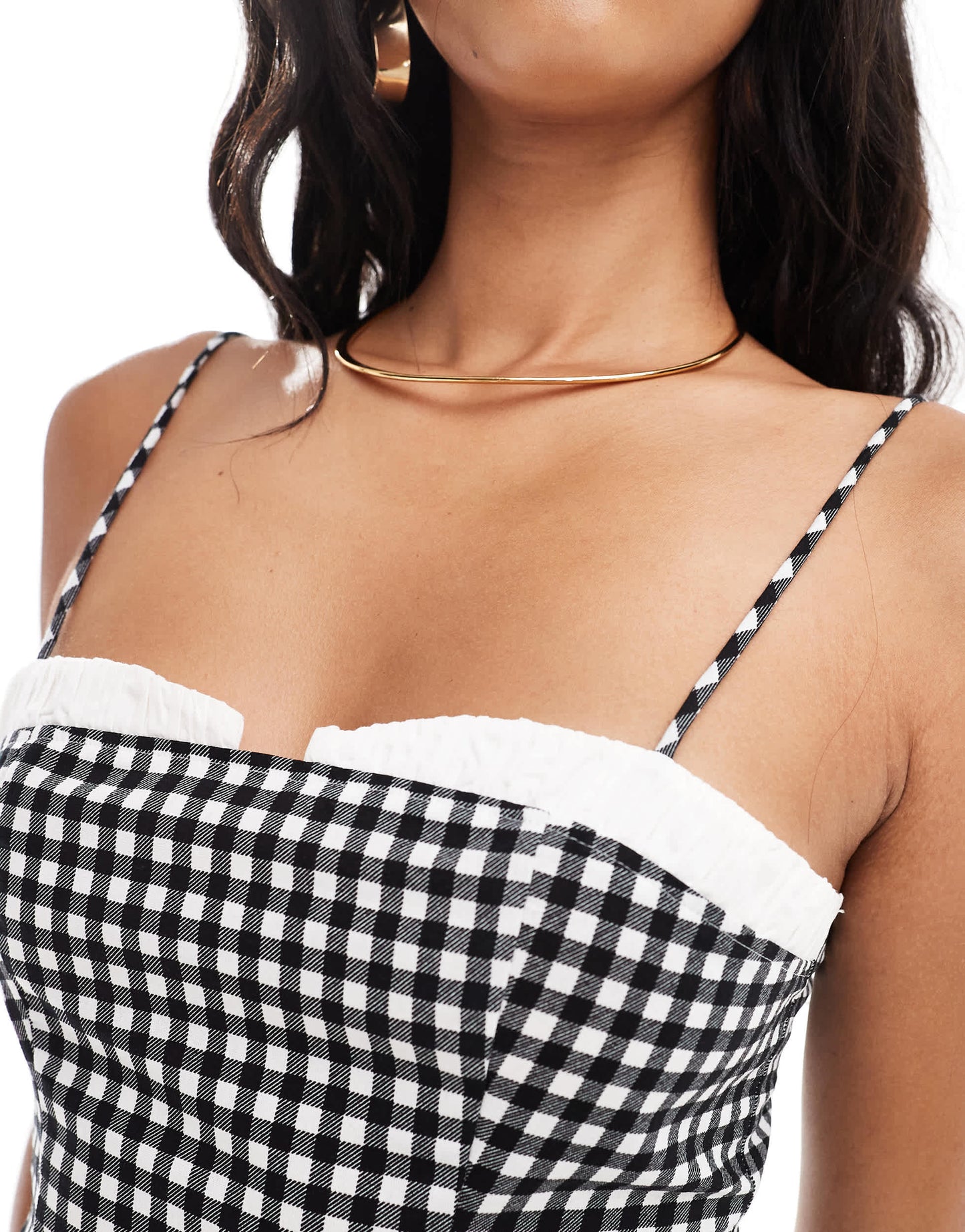 ASOS DESIGN contrast bust cami top in mono gingham co ord