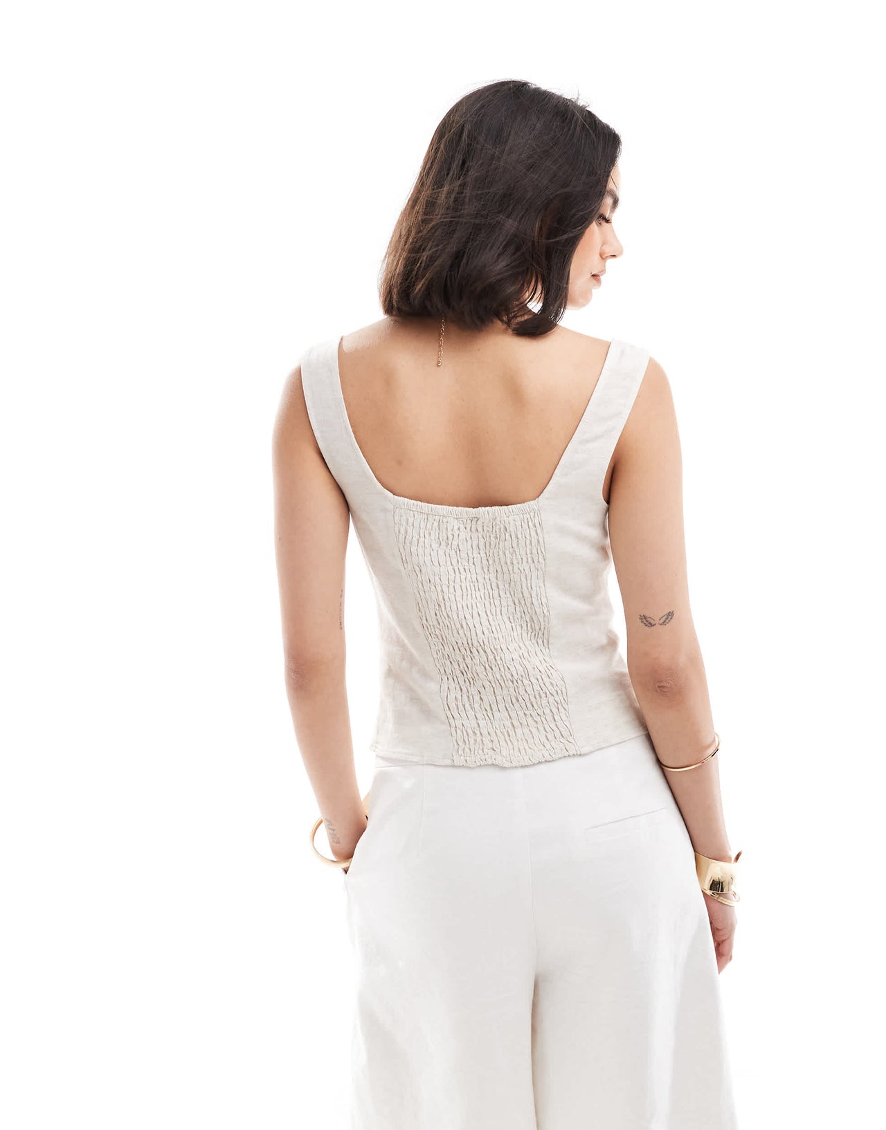 ASOS DESIGN linen blend  waistcoat in ivory