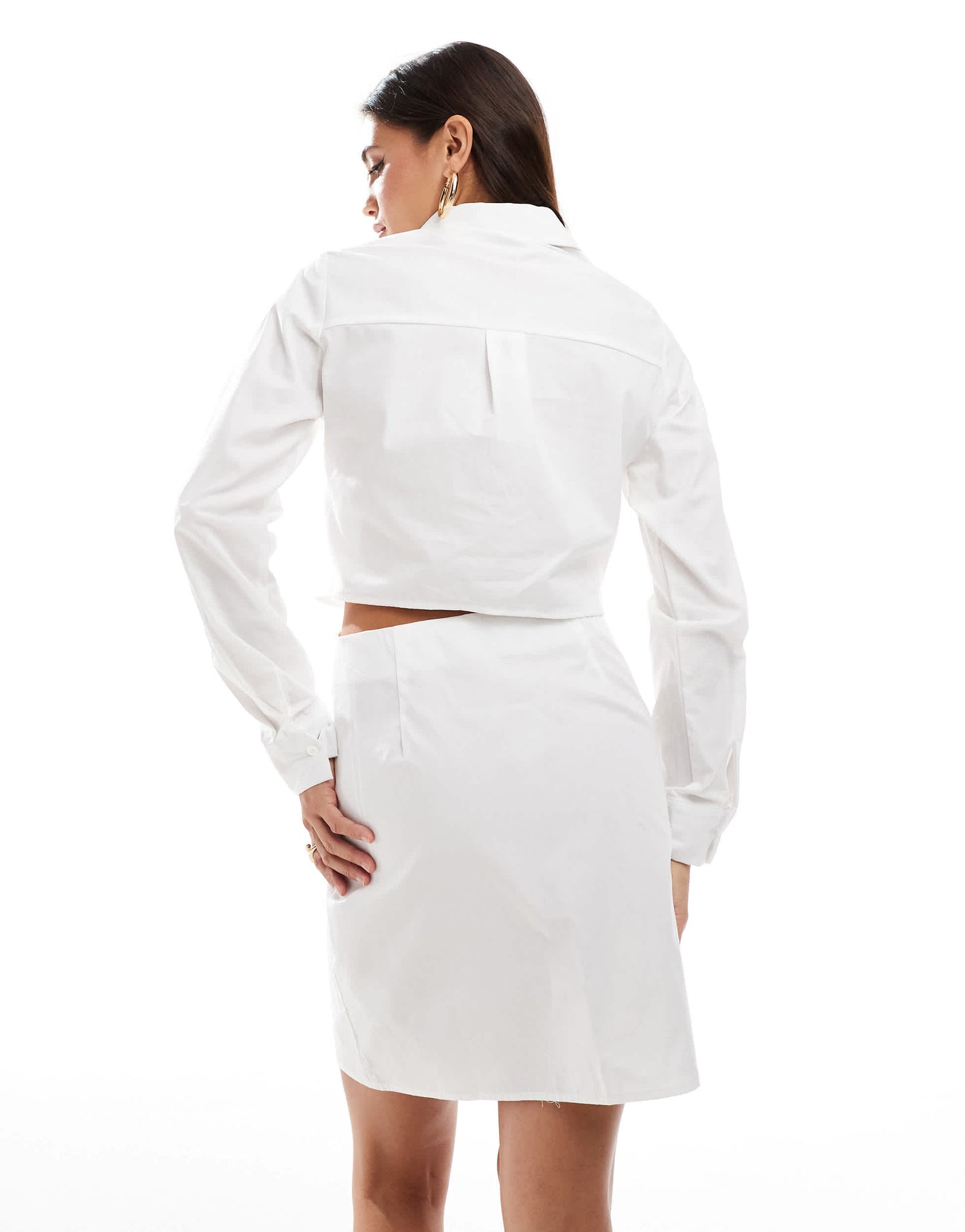 Pimkie pocket detail cut out mini shirt dress in white