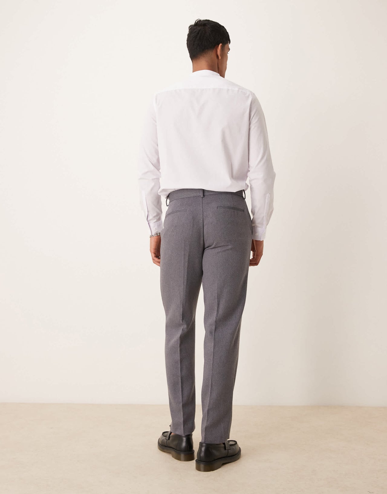 ASOS DESIGN smart wool mix straight leg trousers in light grey twill