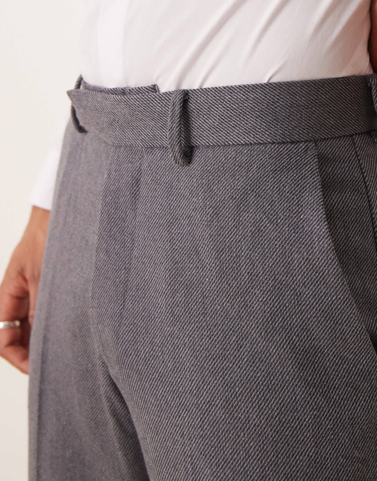 ASOS DESIGN smart wool mix straight leg trousers in light grey twill