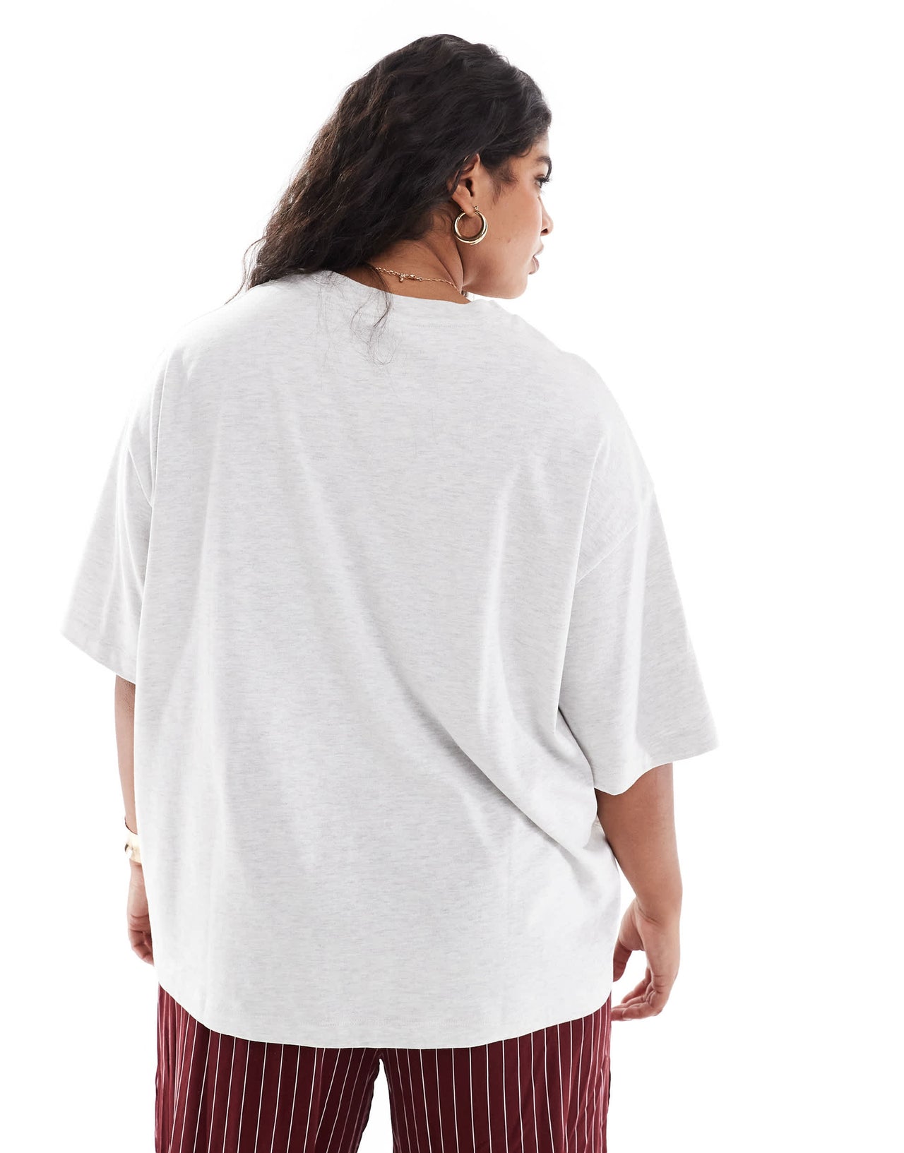 ASOS DESIGN Curve boyfriend fit t-shirt with red new york sports graphic in ice marl