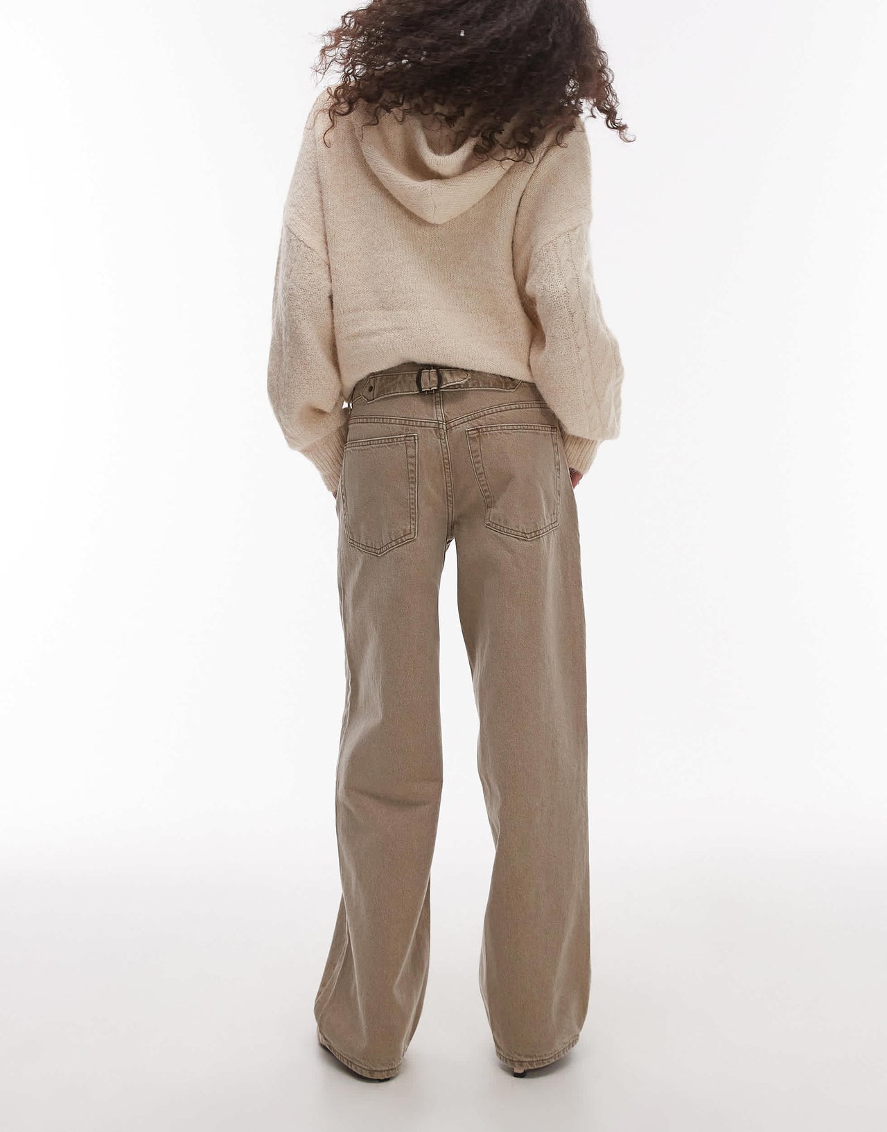 Topshop Cinch low rise relaxed jean in latte brown