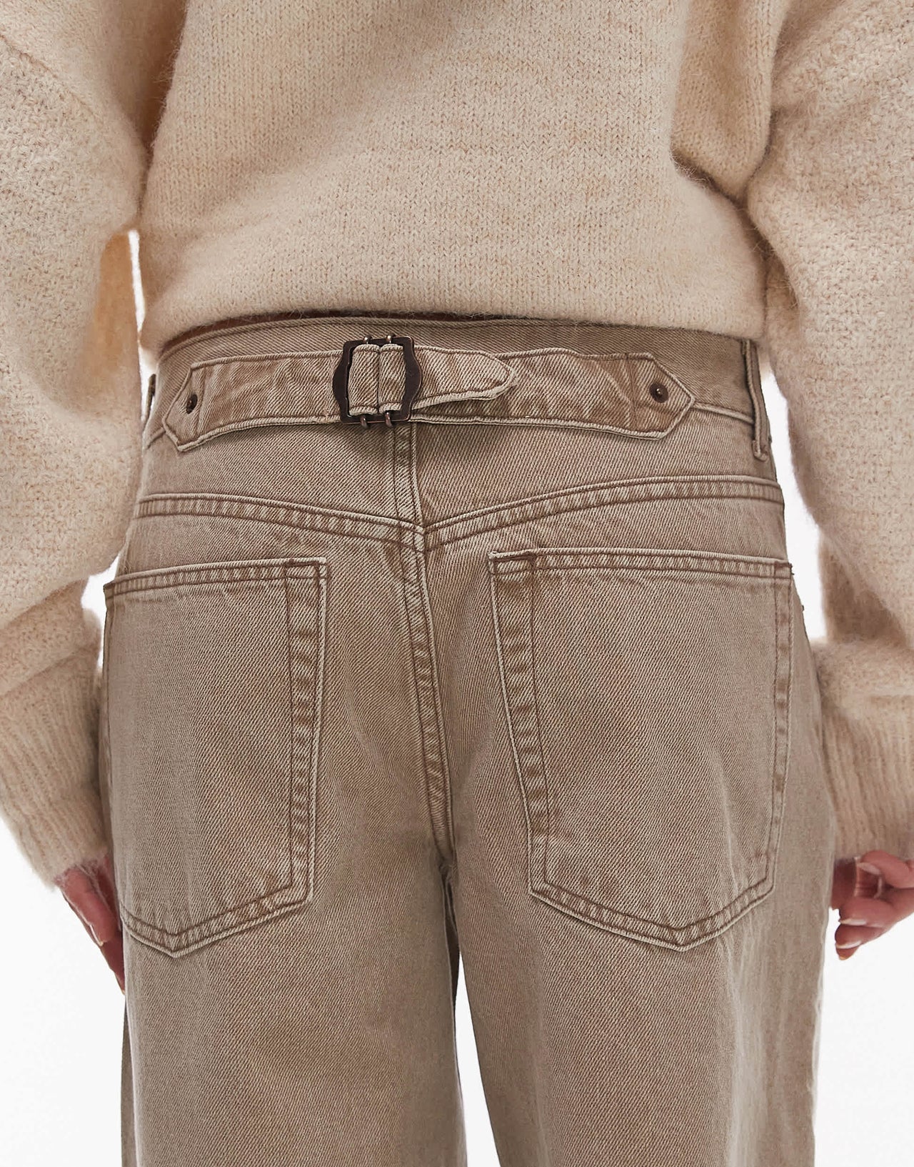 Topshop Cinch low rise relaxed jean in latte brown