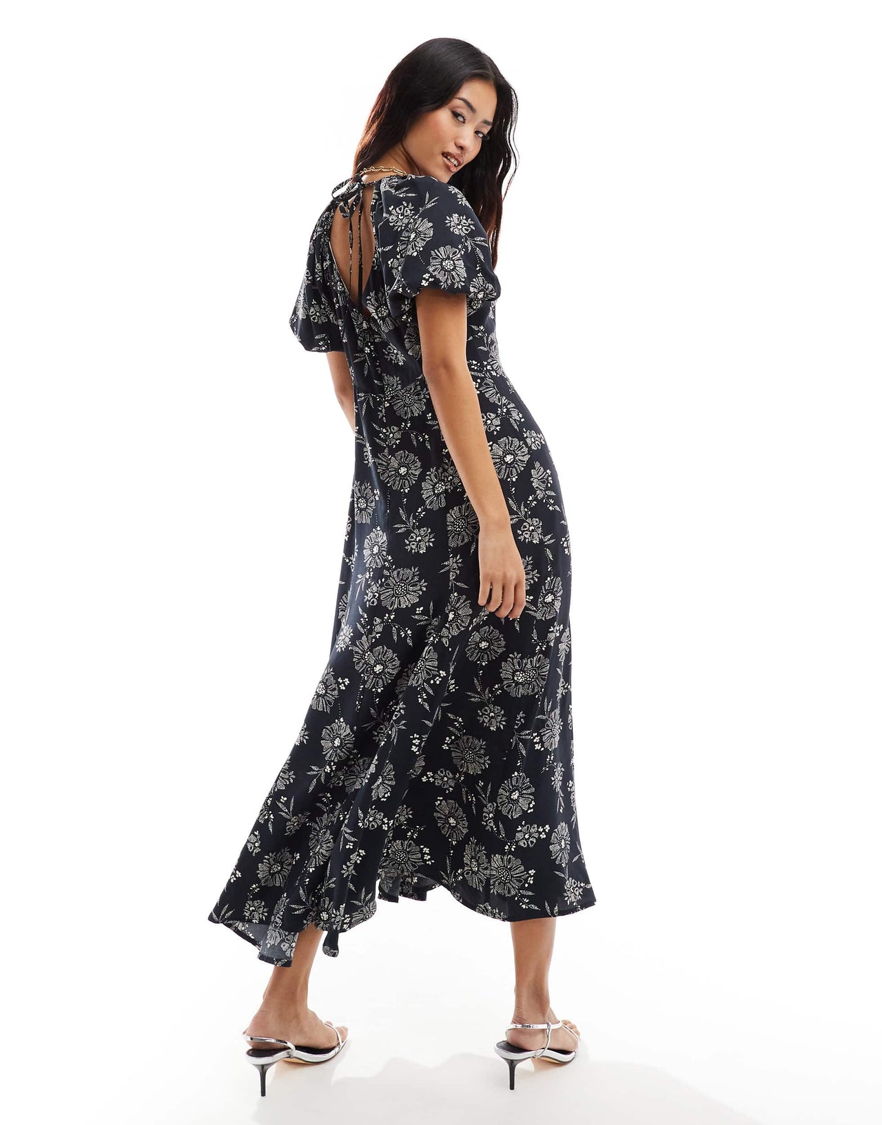 Nobody's Child Callie midaxi dress in black print
