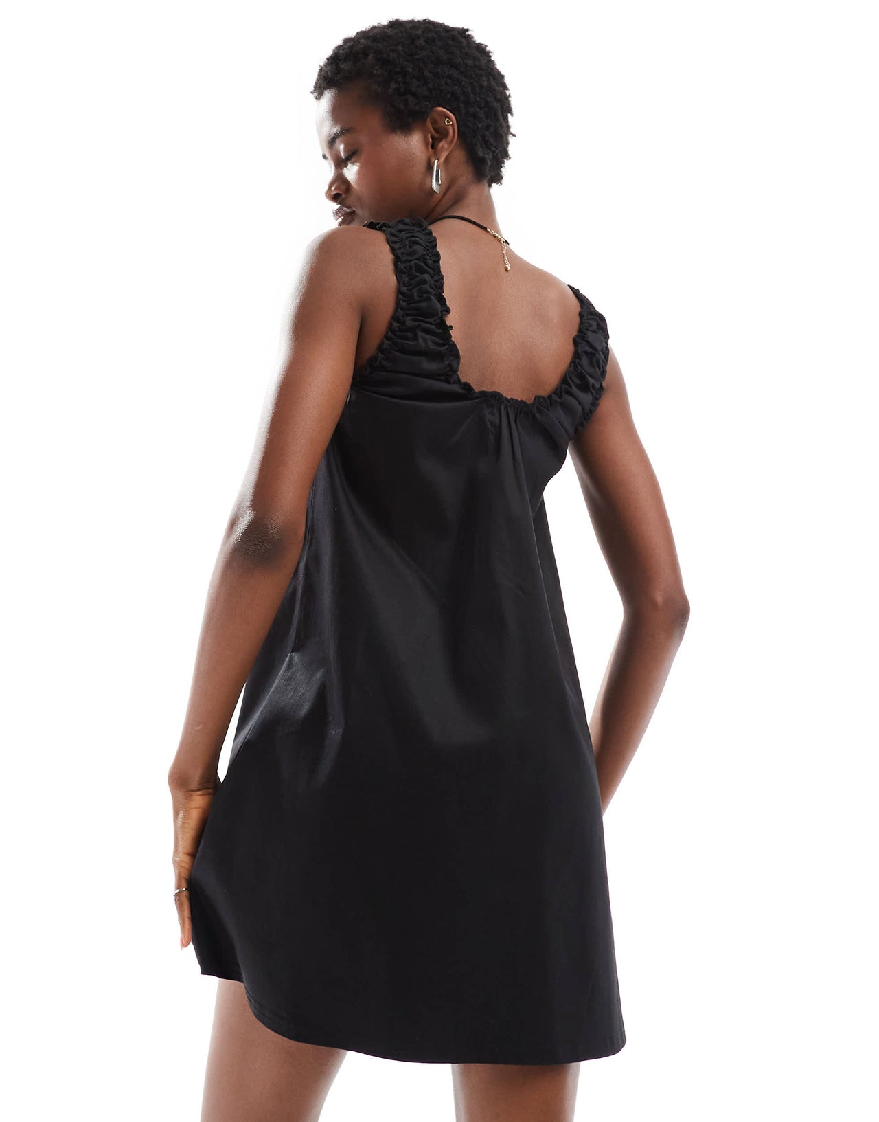 Daisy Street lace trim cami mini smock dress in black
