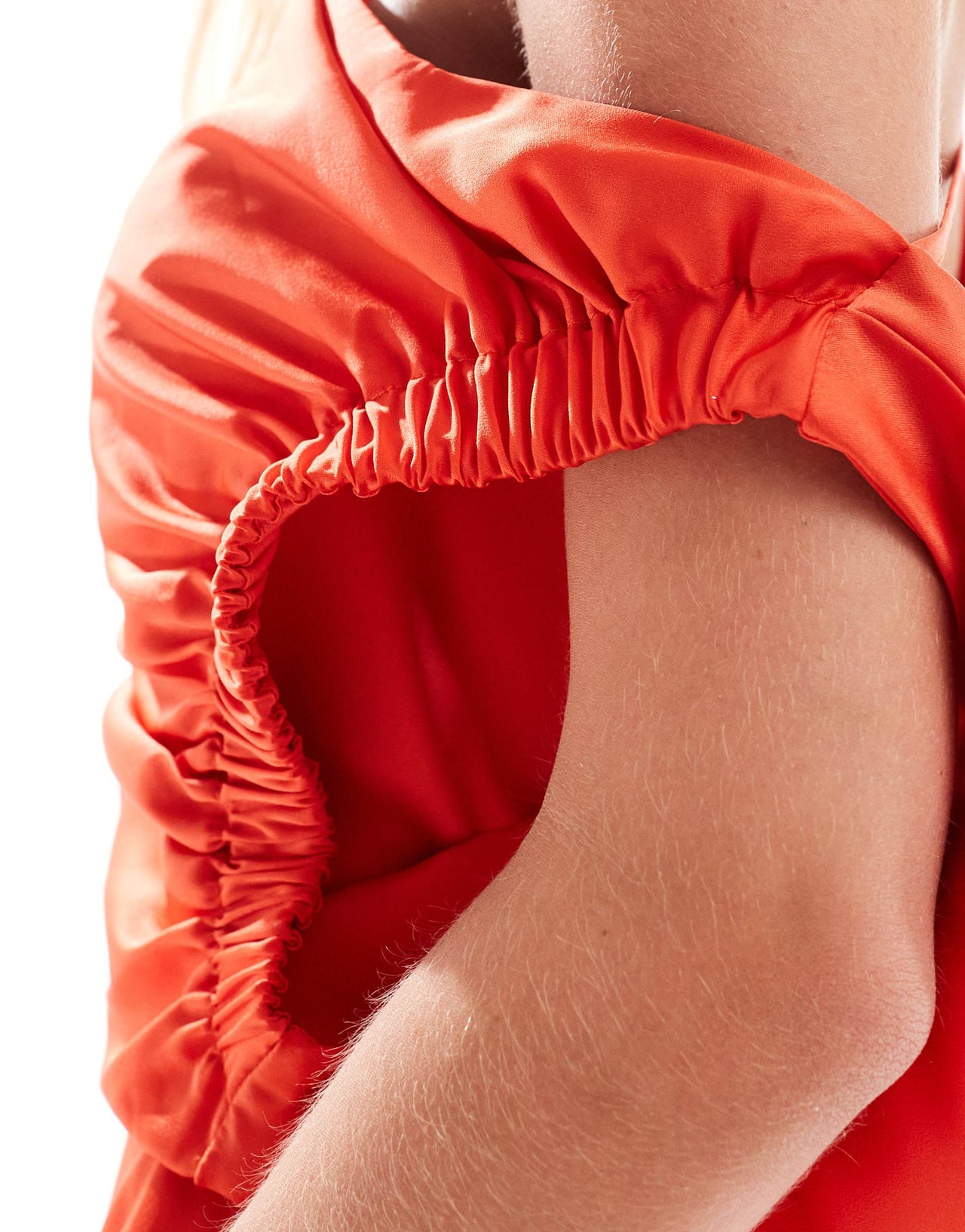 ASOS DESIGN Petite one shoulder ruched detail maxi dress with split in red