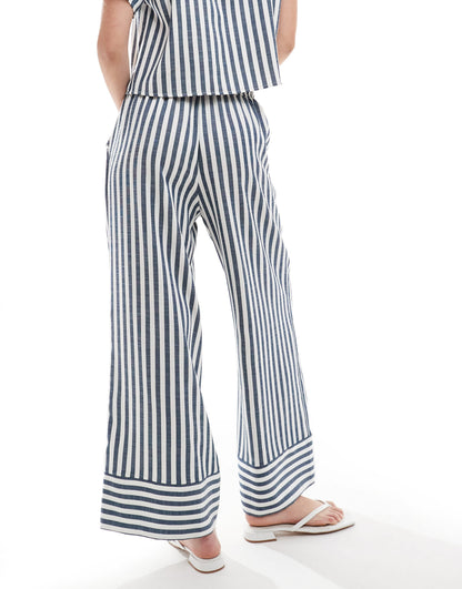 ASOS DESIGN pull on poplin trousers co-ord in blue stripe