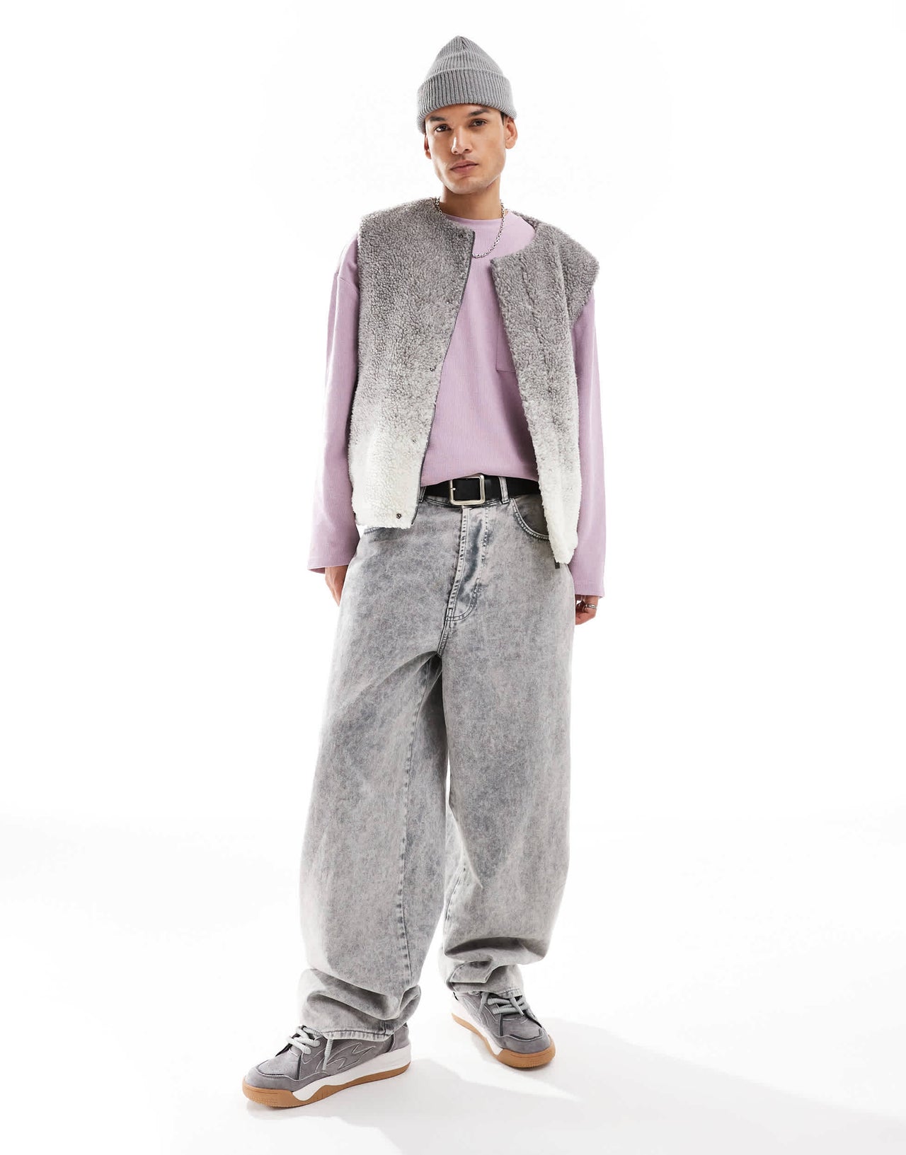 Native Youth ombre borg waistcoat in grey