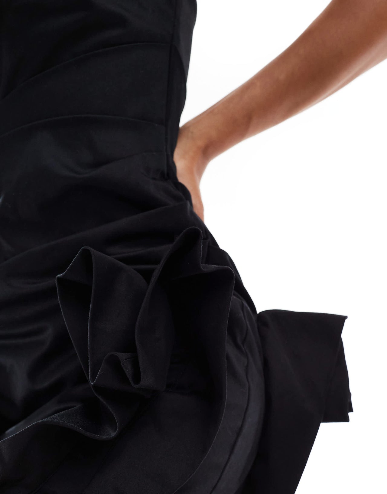 ASOS DESIGN structured bandeau mini dress with statement hem detail in black