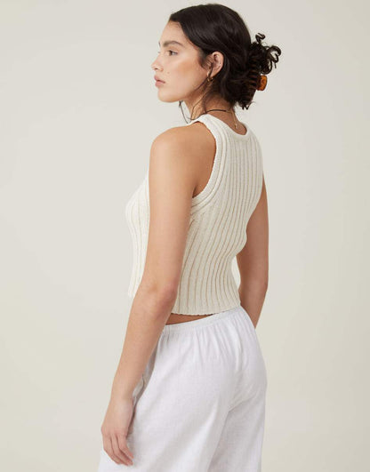 Cotton:On Float your boat rib knit tank in ecru
