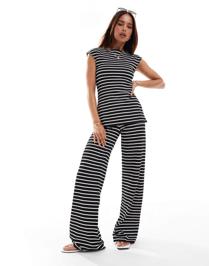 ASOS DESIGN oversized tank top co ord in black stripe