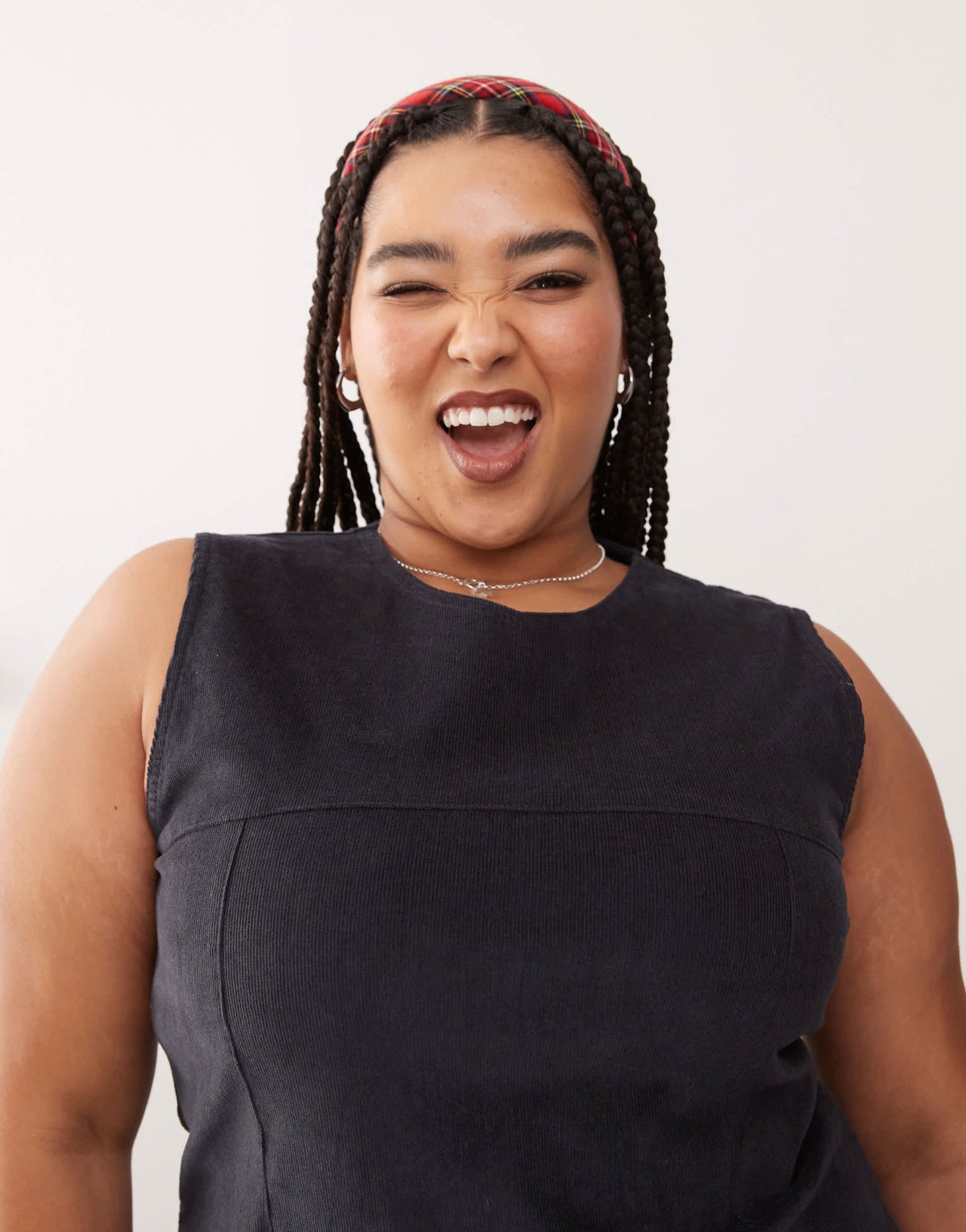 COLLUSION Plus cord mini dress with seam detail in charcoal