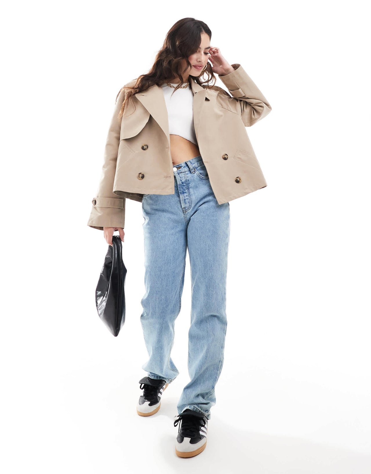 Vero Moda short boxy trench coat in beige