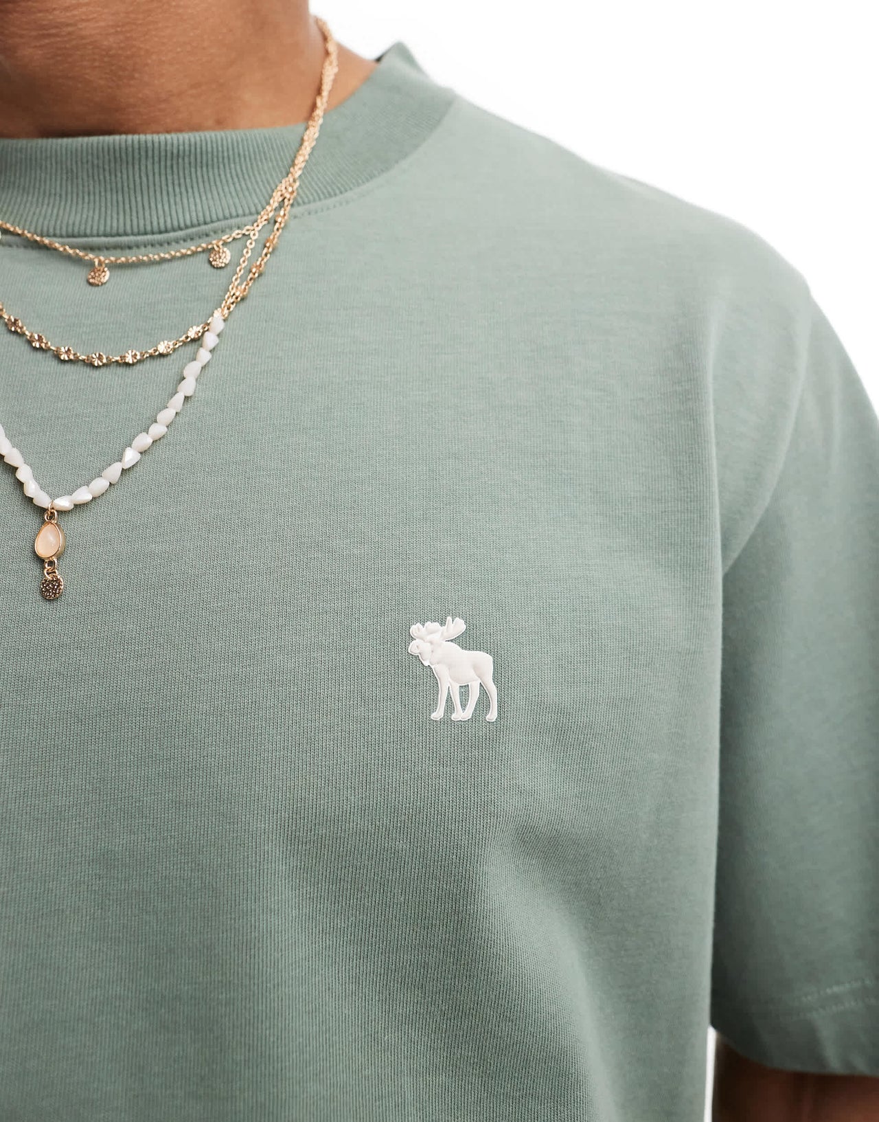 Abercrombie & Fitch premium silicone icon logo t-shirt in mid green