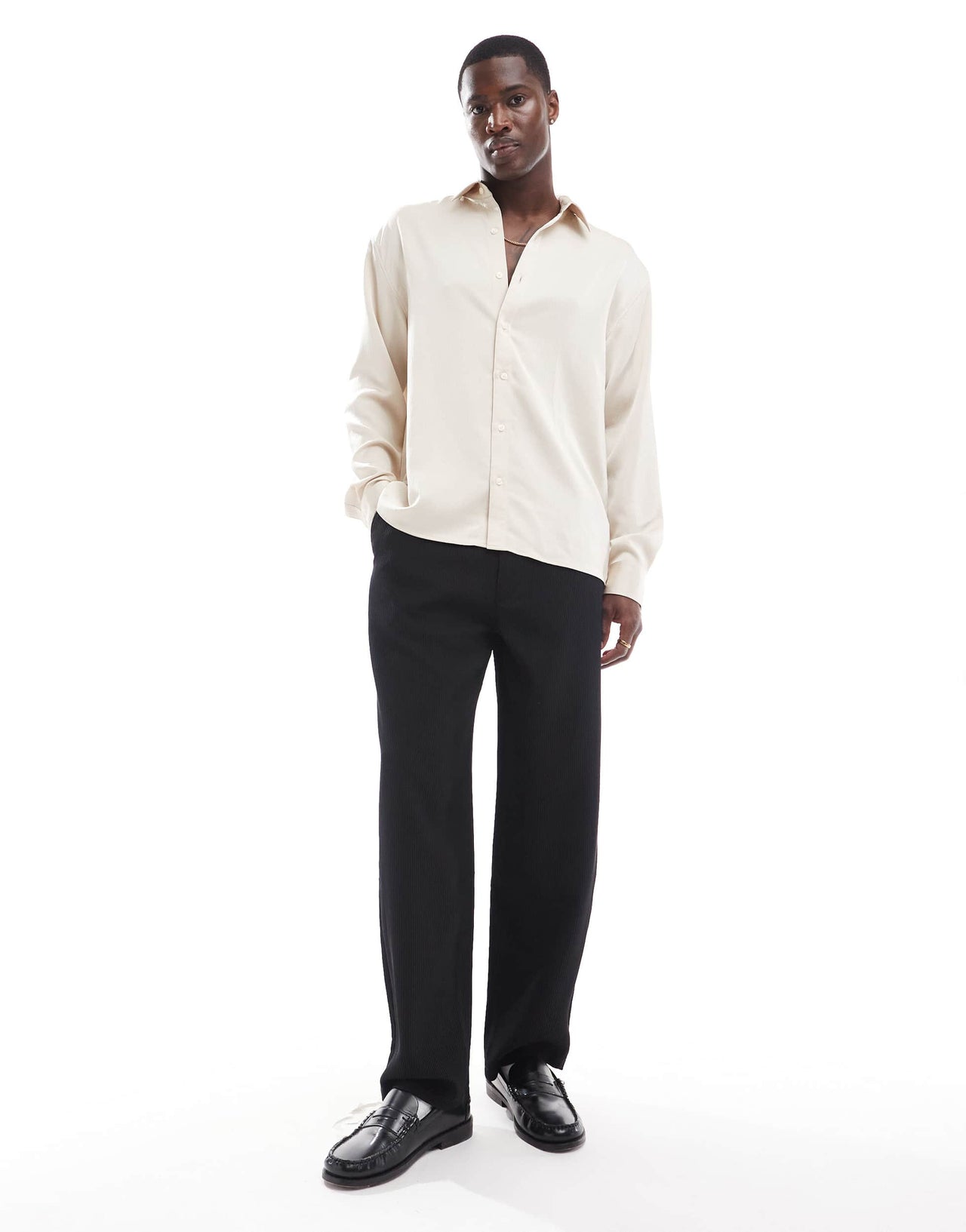 Abercrombie & Fitch relaxed long sleeve shirt in beige