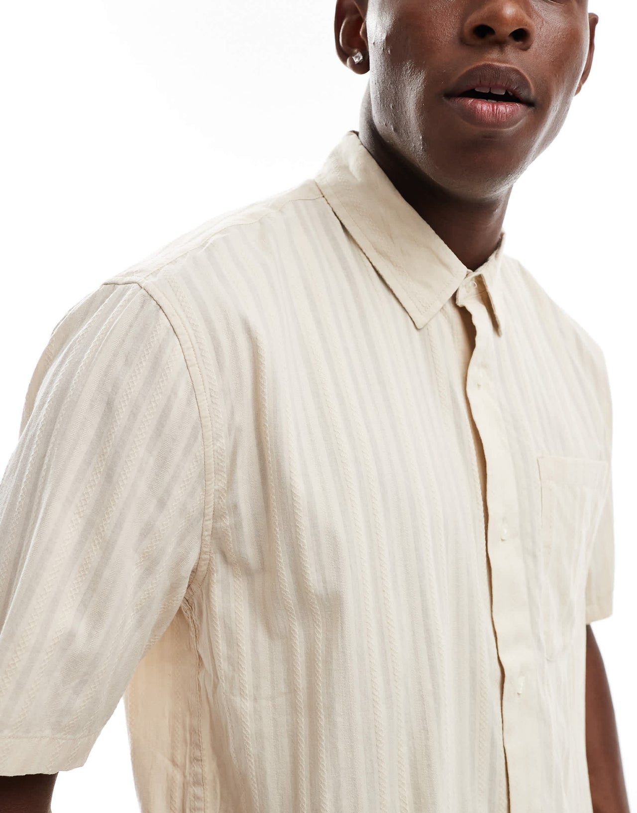 Abercrombie & Fitch short sleeve linen shirt in beige