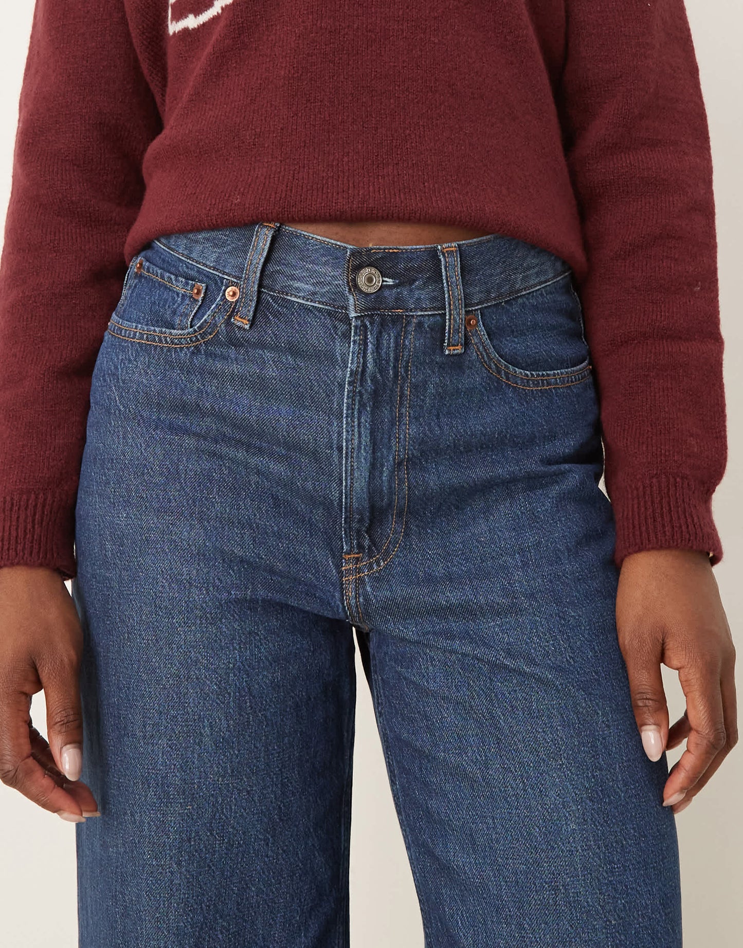 Abercrombie & Fitch high rise cropped wide leg jean in blue wash