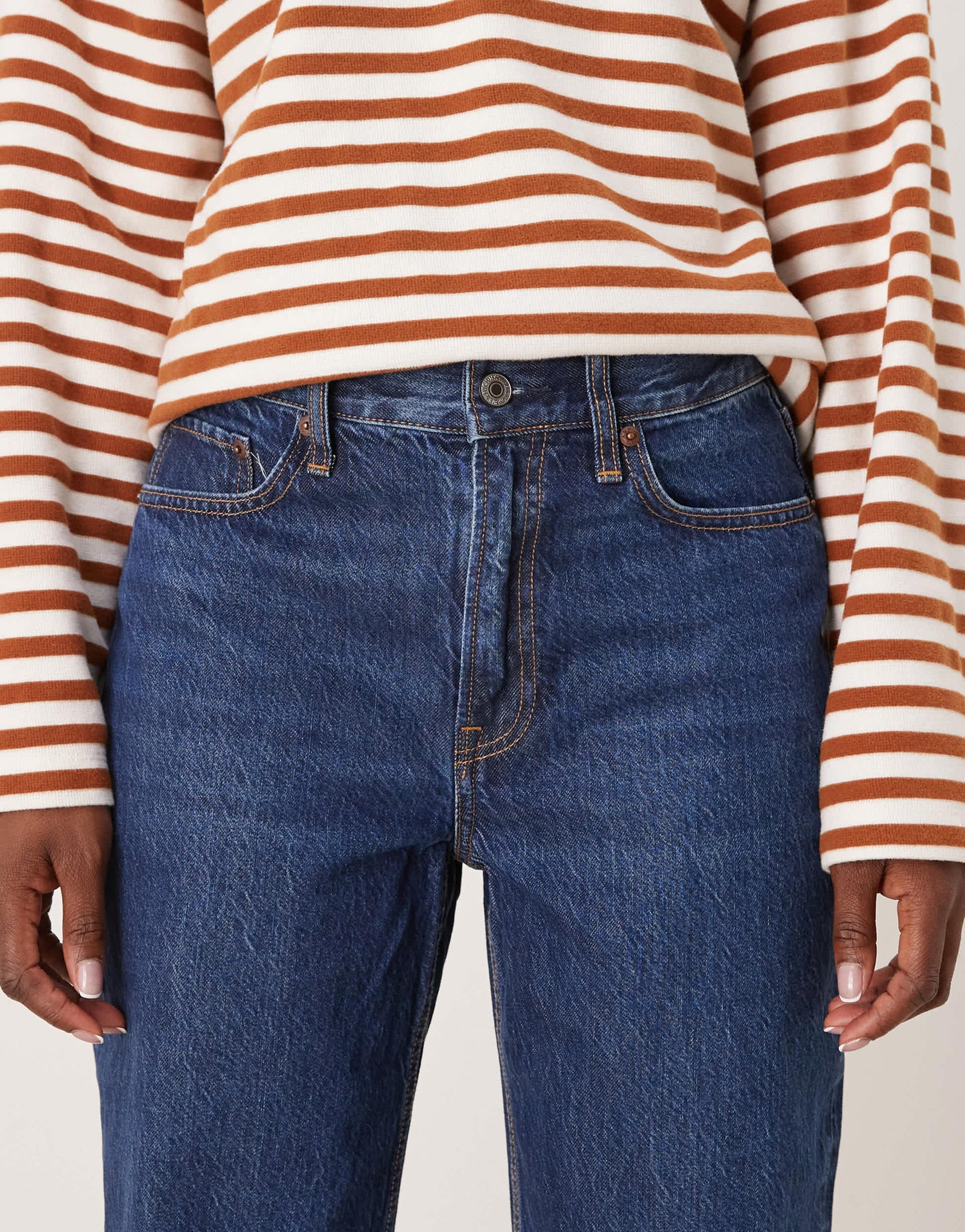 Abercrombie & Fitch high rise loose fit straight leg jean in dark blue wash