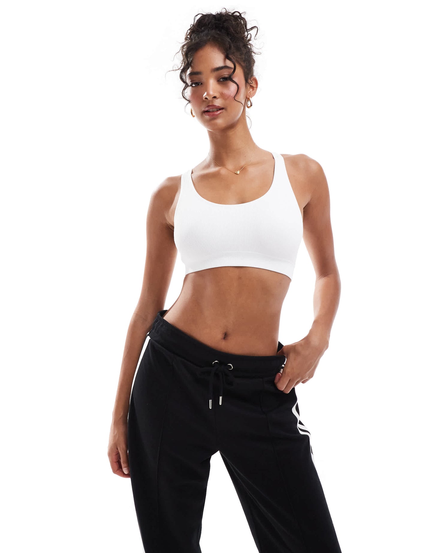 Lindex rib racerback bralette in white