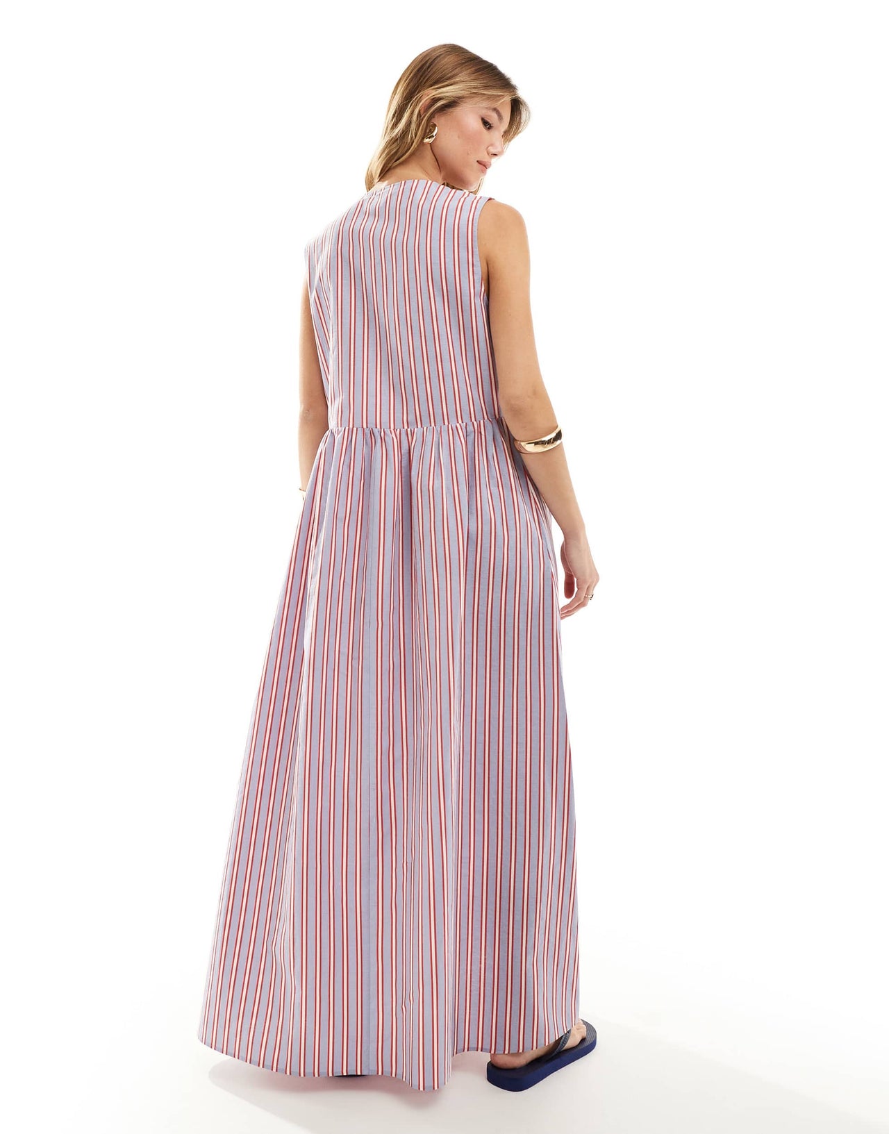 ASOS DESIGN poplin tie front maxi dress in stripe