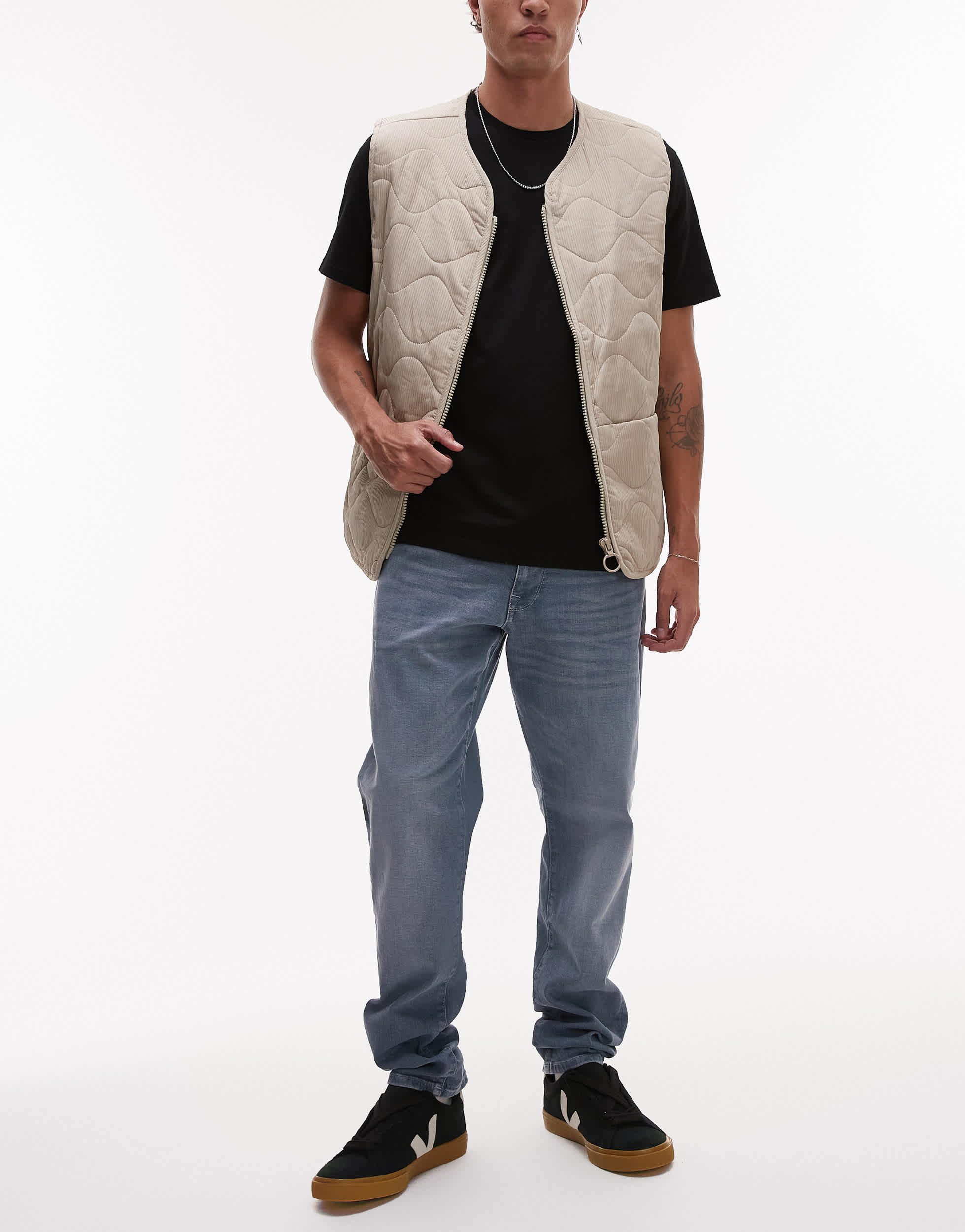 Selected Leon slim fit jeans in mid blue