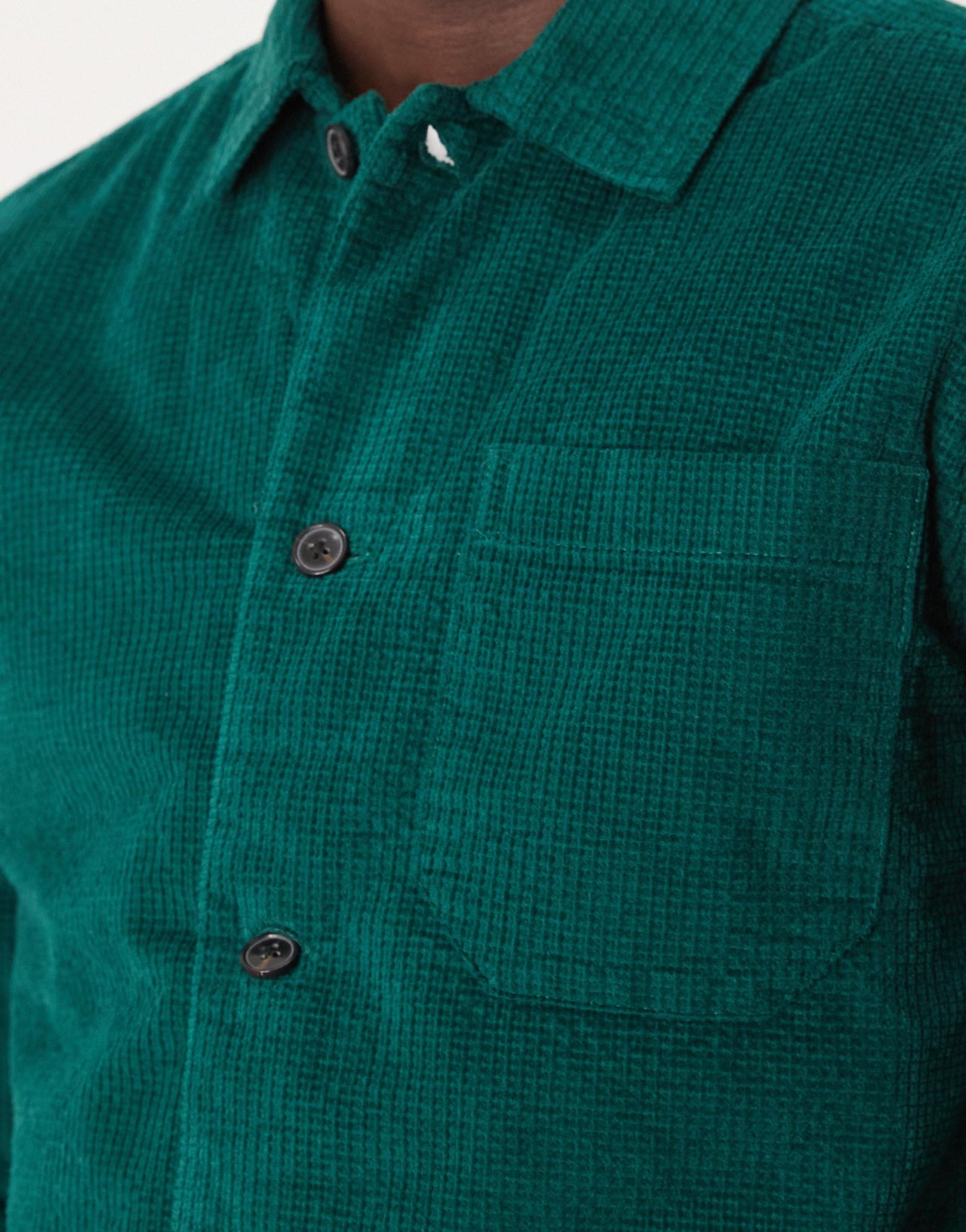 Selected textured padded overshirt in green