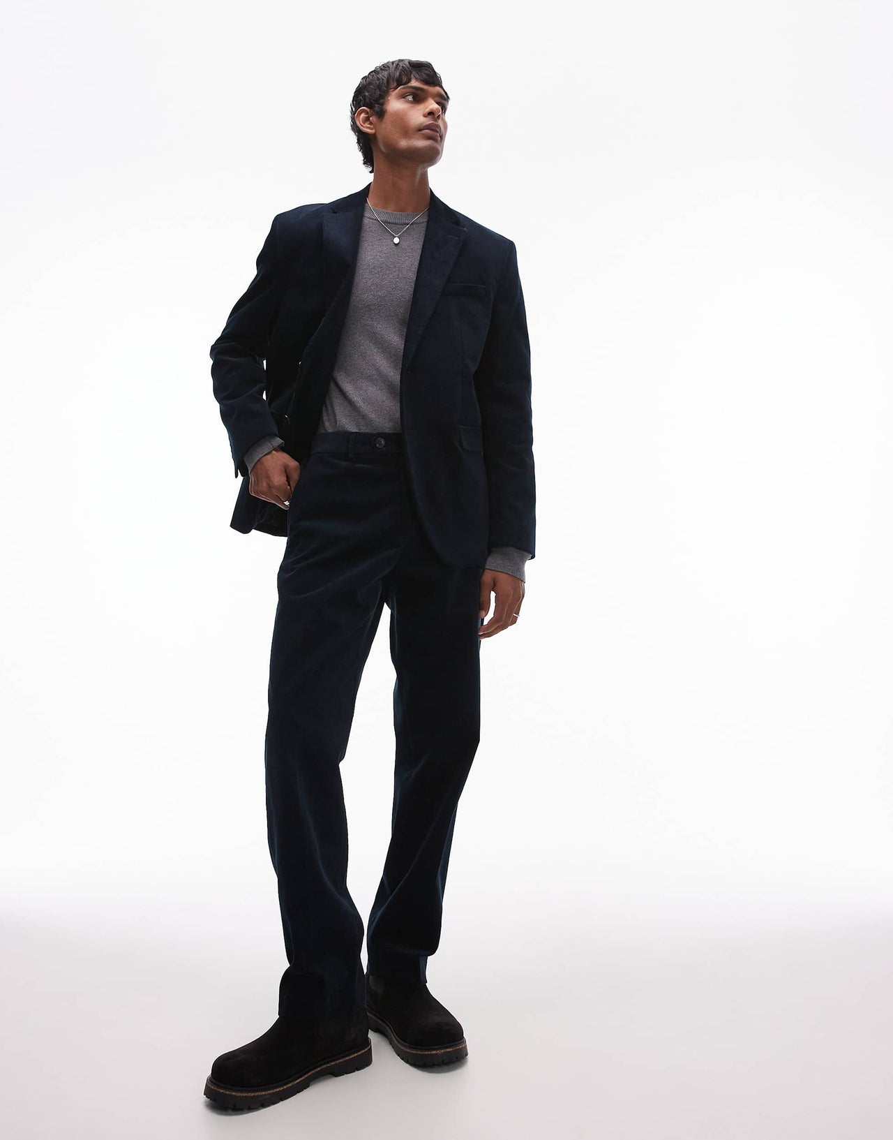 Selected cord trousers in navy