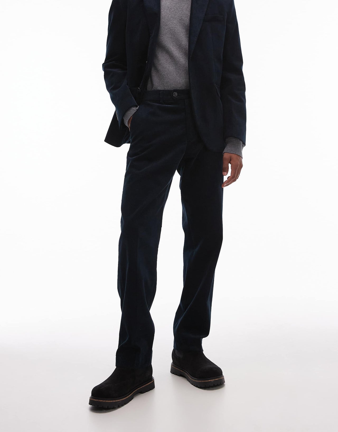 Selected cord trousers in navy