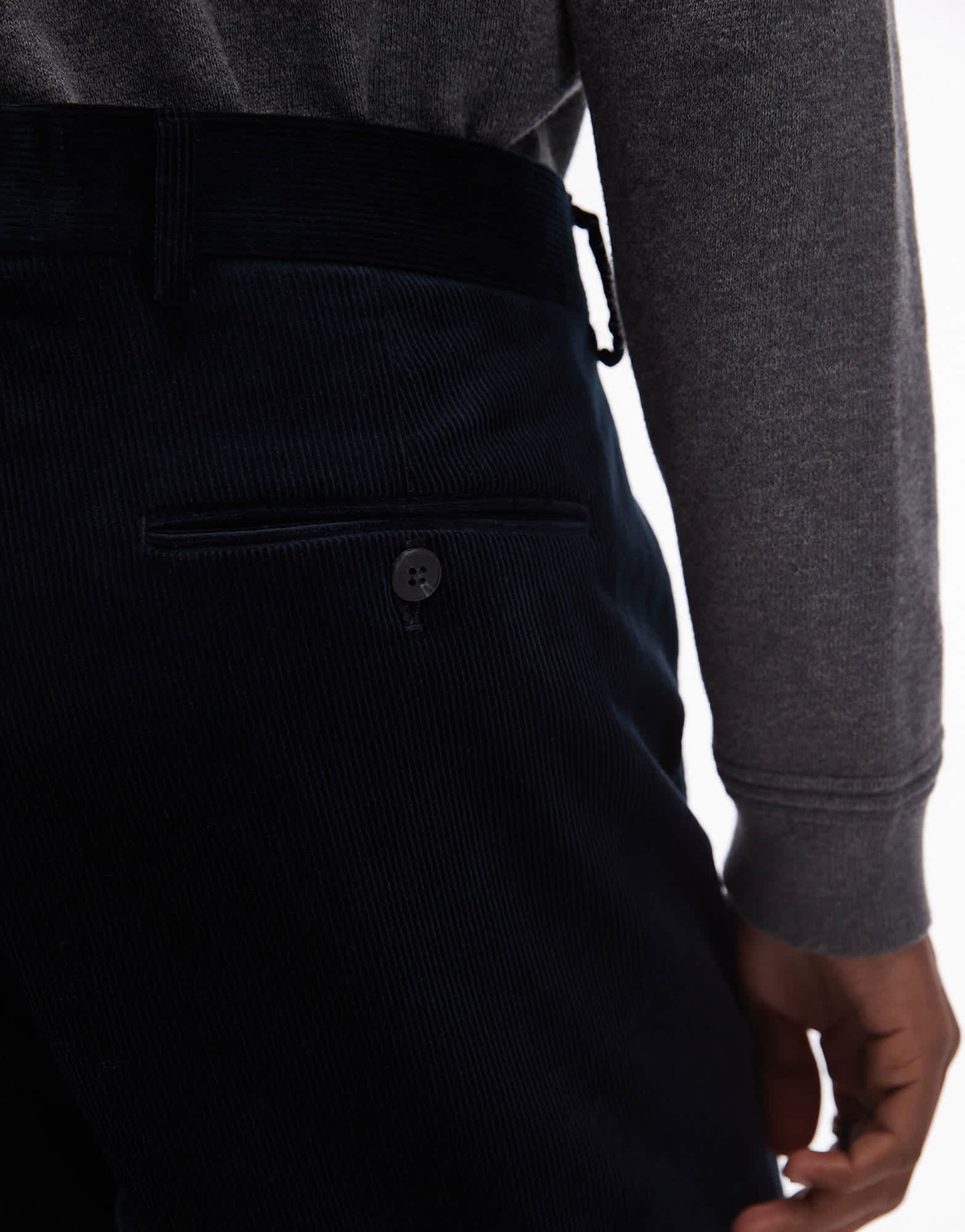Selected cord trousers in navy