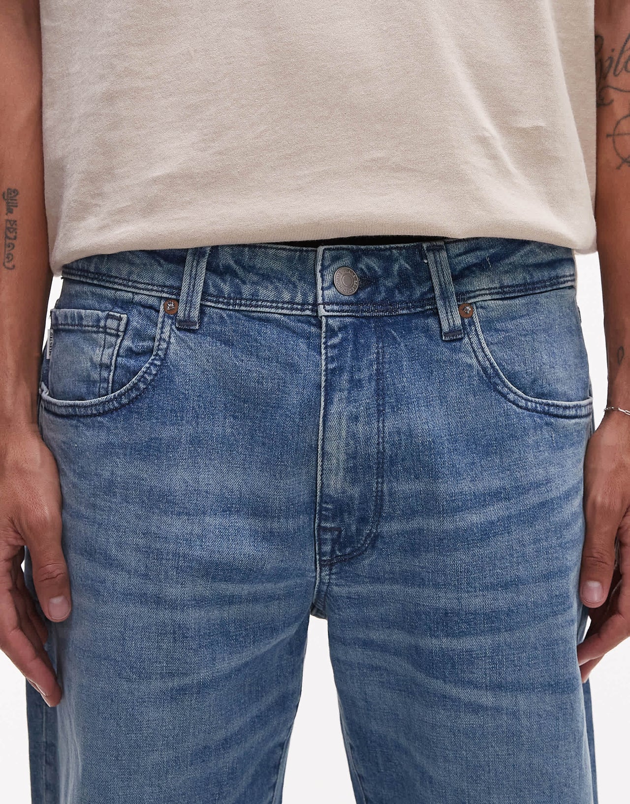 Selected Aldu relaxed crop jeans in light blue