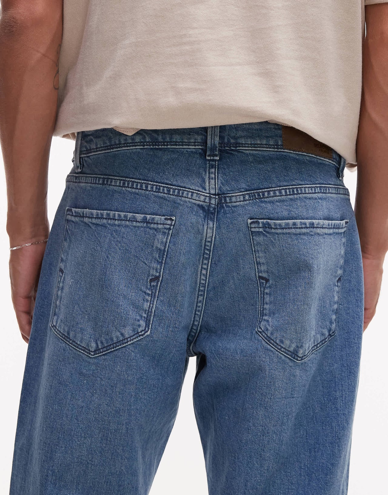 Selected Aldu relaxed crop jeans in light blue