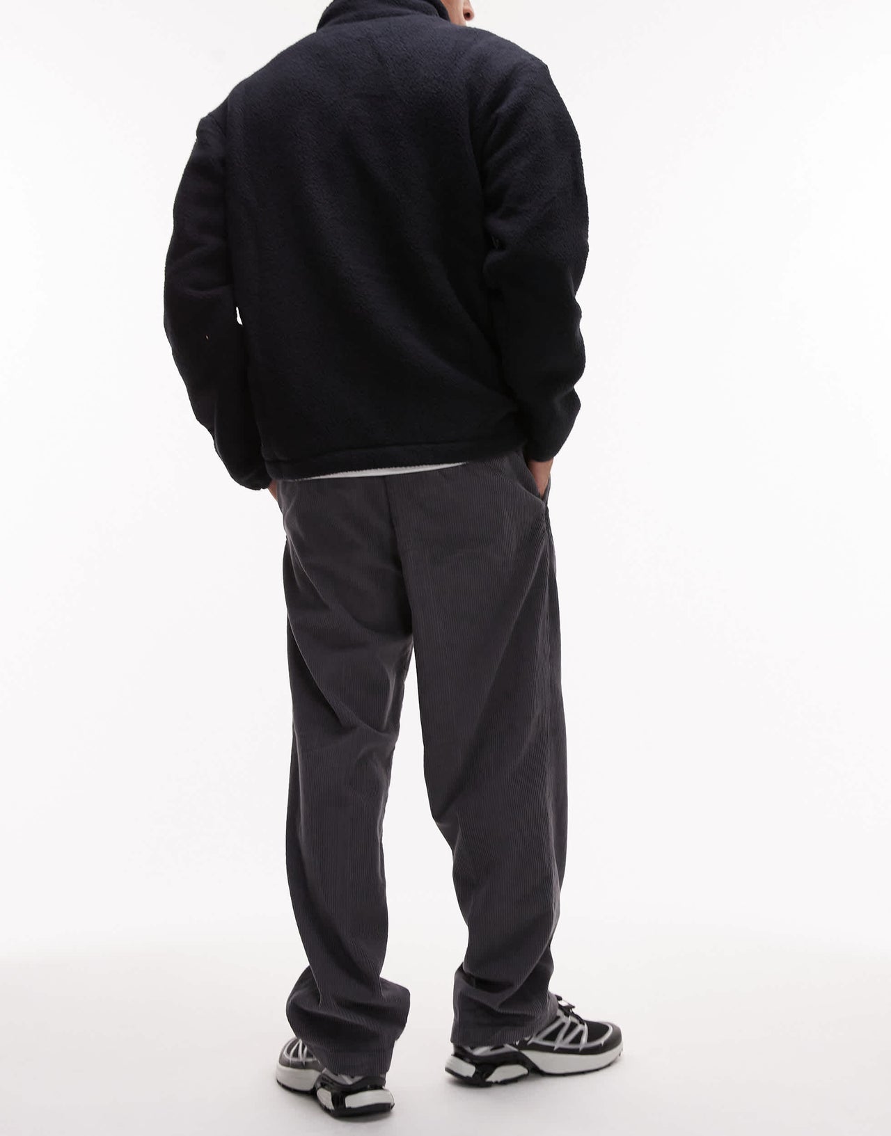 Selected Tristan Loose fit cord trousers in grey