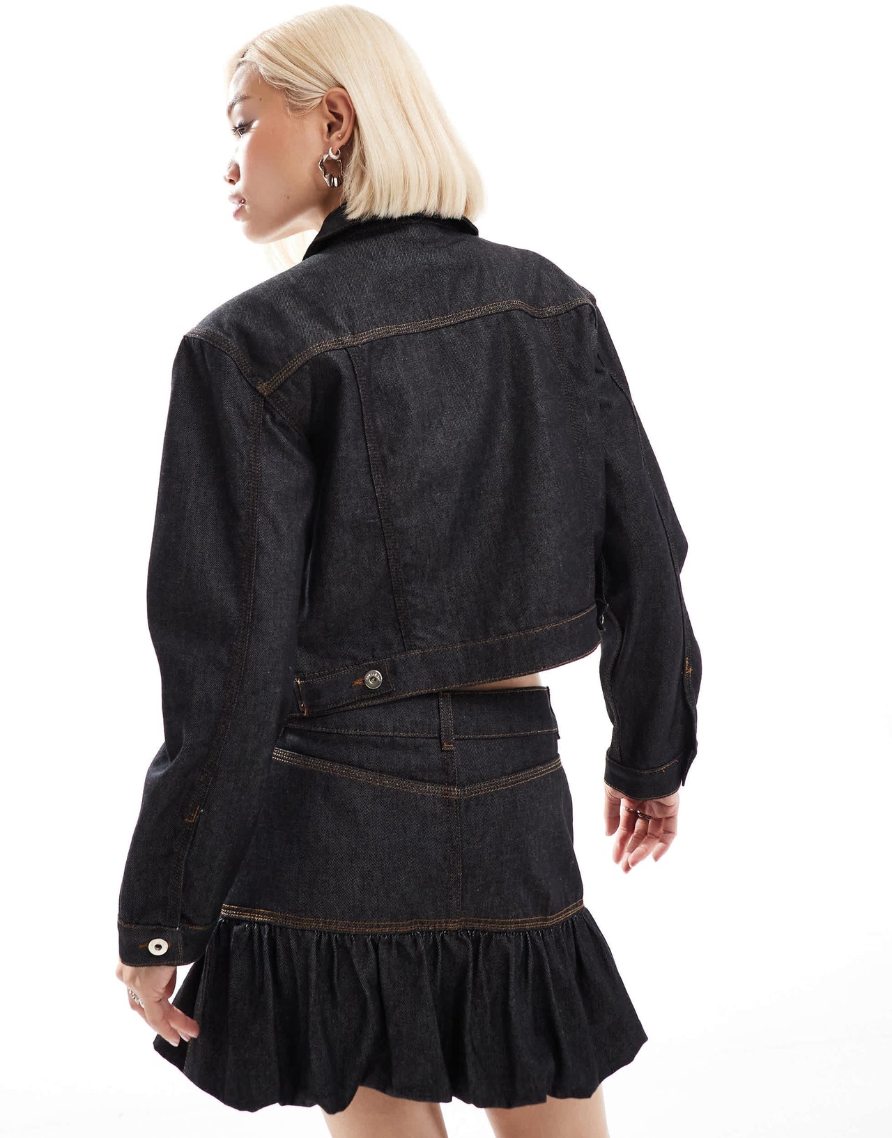 COLLUSION cropped denim jacket co-ord in rinse wash