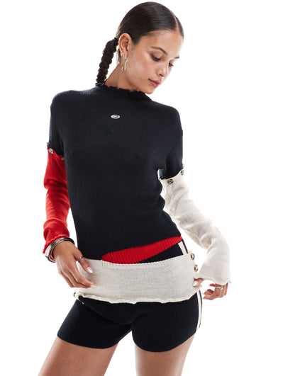 Basic Pleasure Mode liquorice distressed co-ord jumper in multi