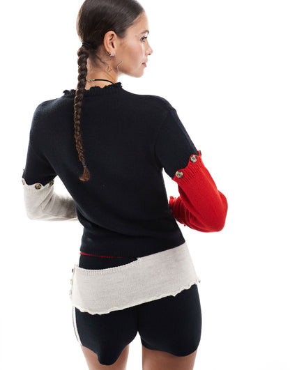 Basic Pleasure Mode liquorice distressed co-ord jumper in multi